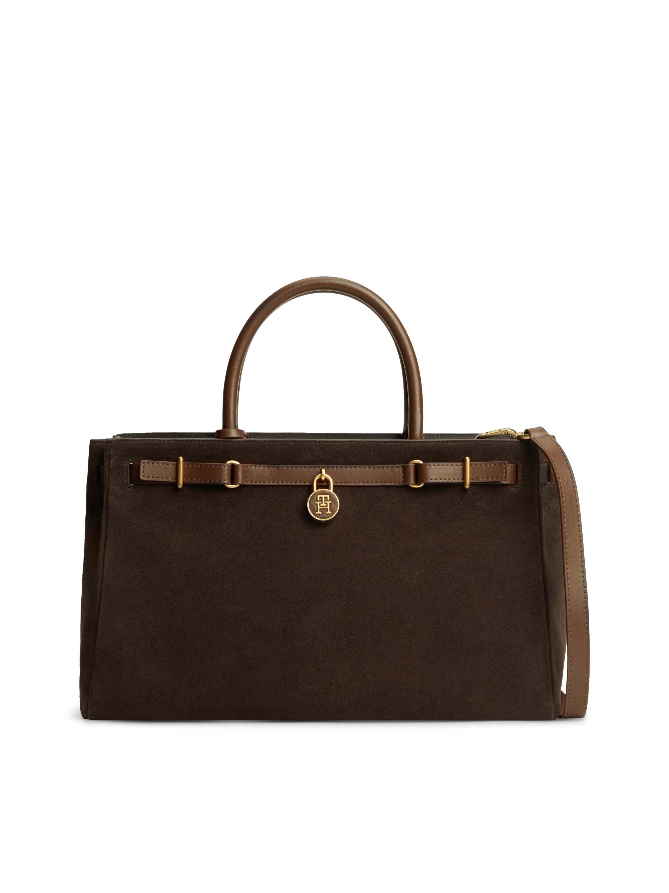 Image of Tommy Hilfiger Handtasche "AMERICAN ICON TOTE SUEDE" Damen Umhängetasche, Schultertasche mit TH-Schmuckschloss