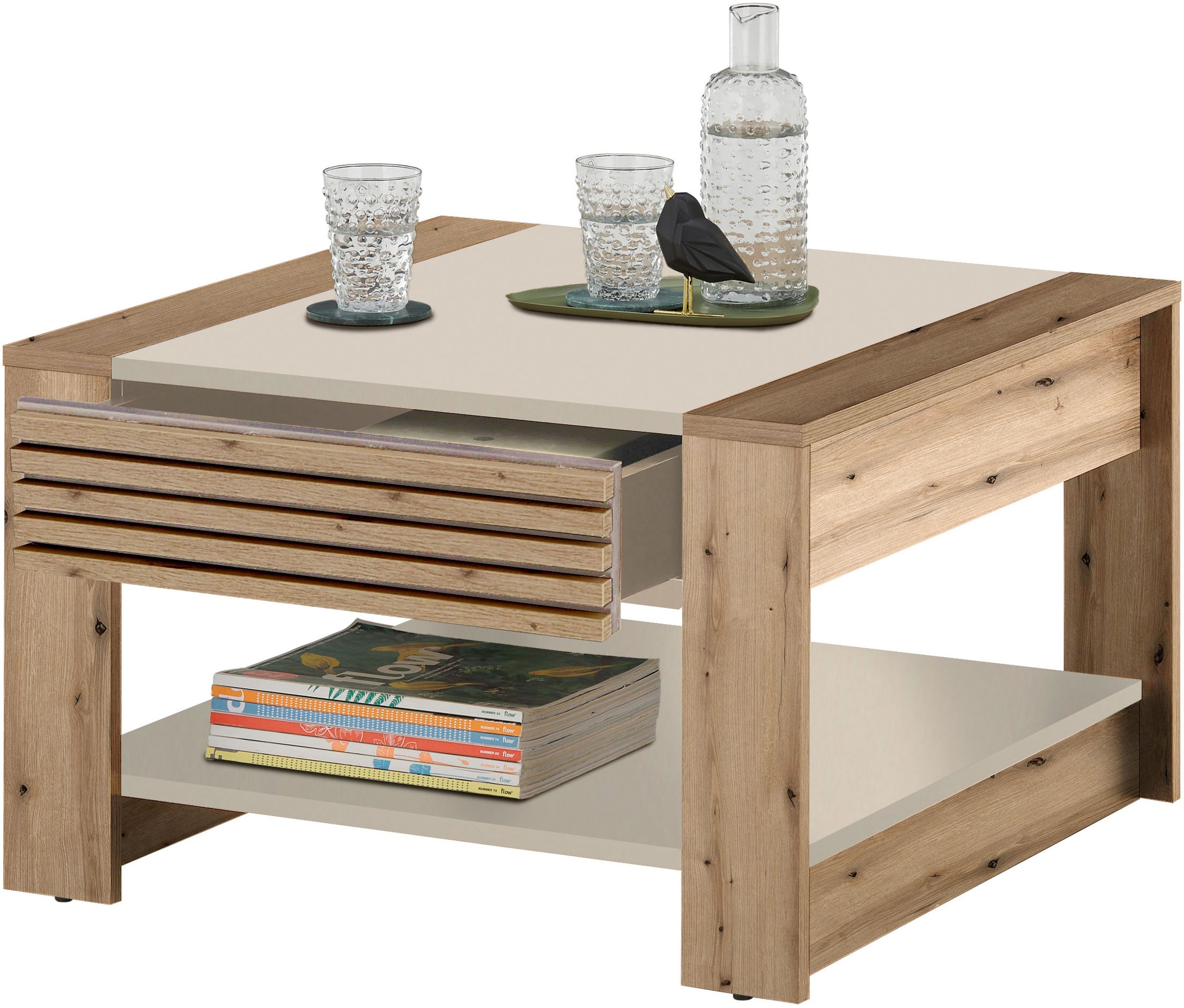 Stolkom Table basse »Feli Couchtisch B/H/T 70x42x70 cm« 1 cuis tlg. MDF, fest verleimten Stäbchen