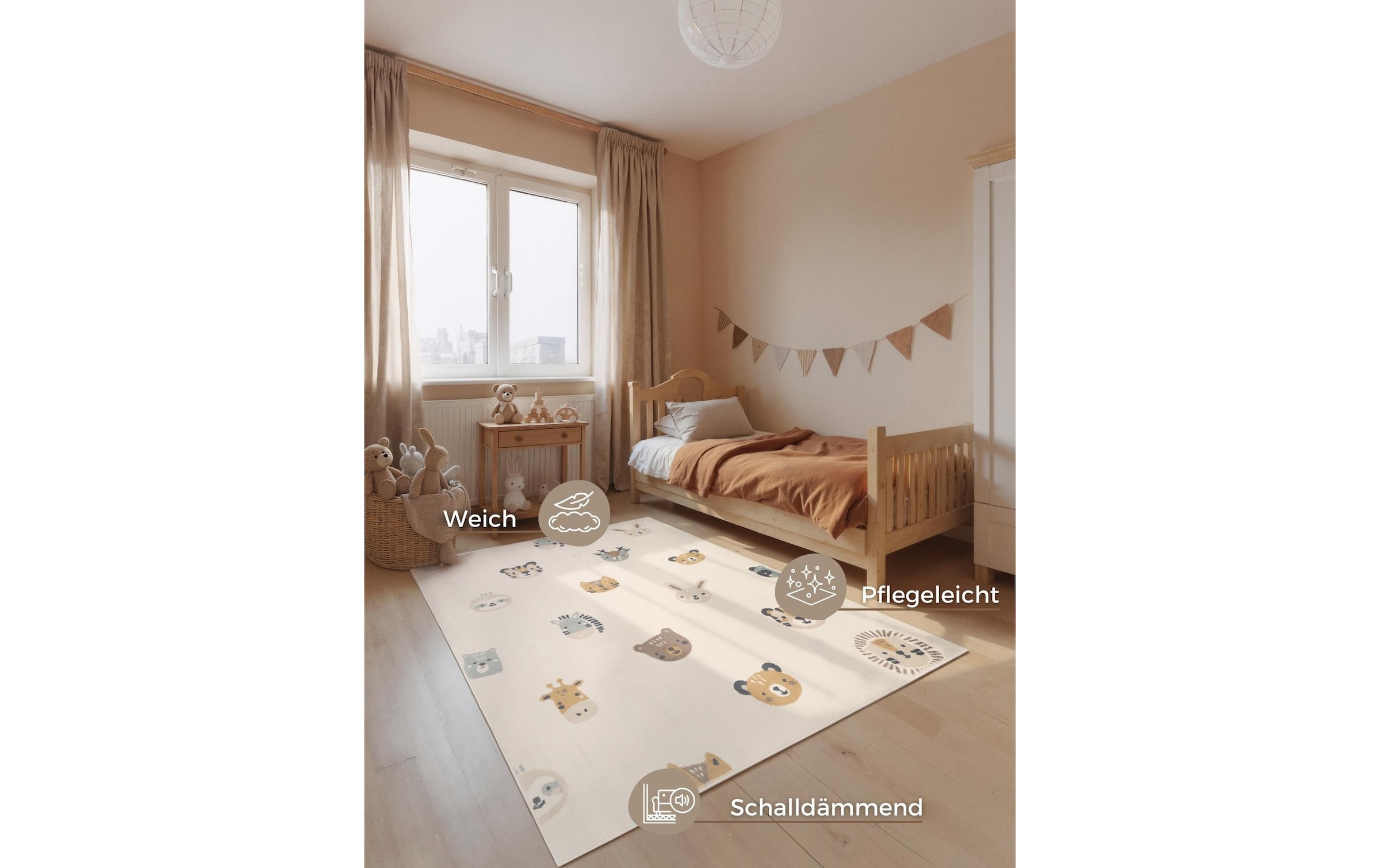 HANSE Home Kinderteppich »Tiny Zoo« rechteckig 10 mm Höhe Pflegeleicht, Weich, Kinderzimmer, Spielteppich, Spielunterlage