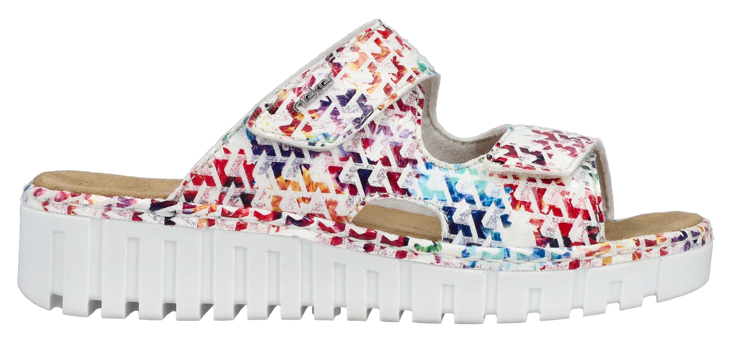 Rieker Pantolette  Sommerschuh, Schlappen, Hausschuh mit modischer Plateausohle