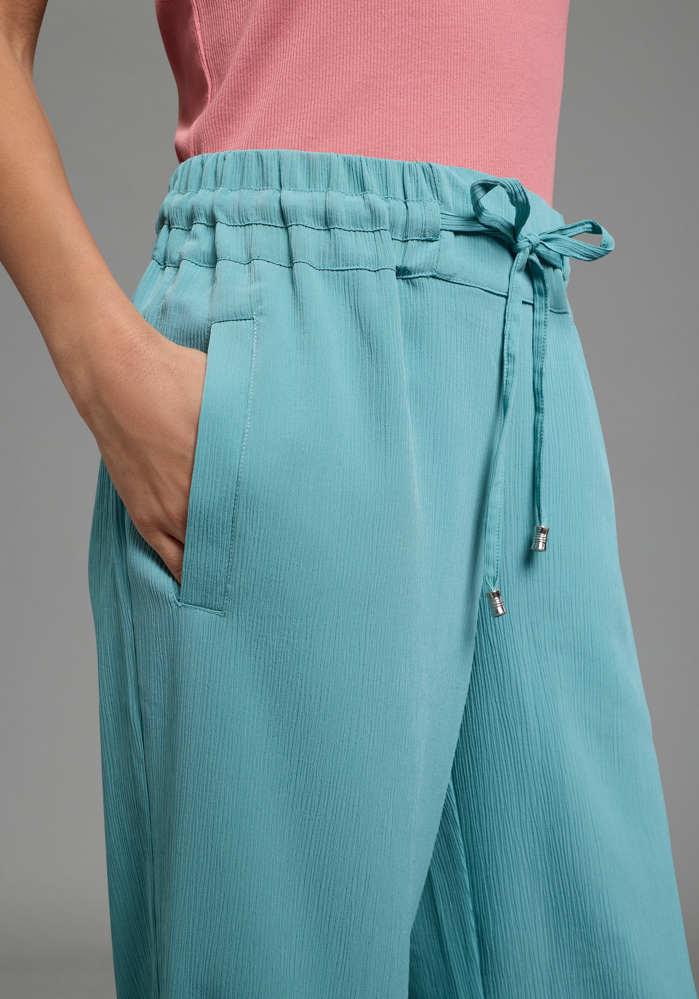 Laura Scott Pantalon à enfiler  weite Hose, mit Gummizug am Bund, mit Schlitz am Beinabschluss