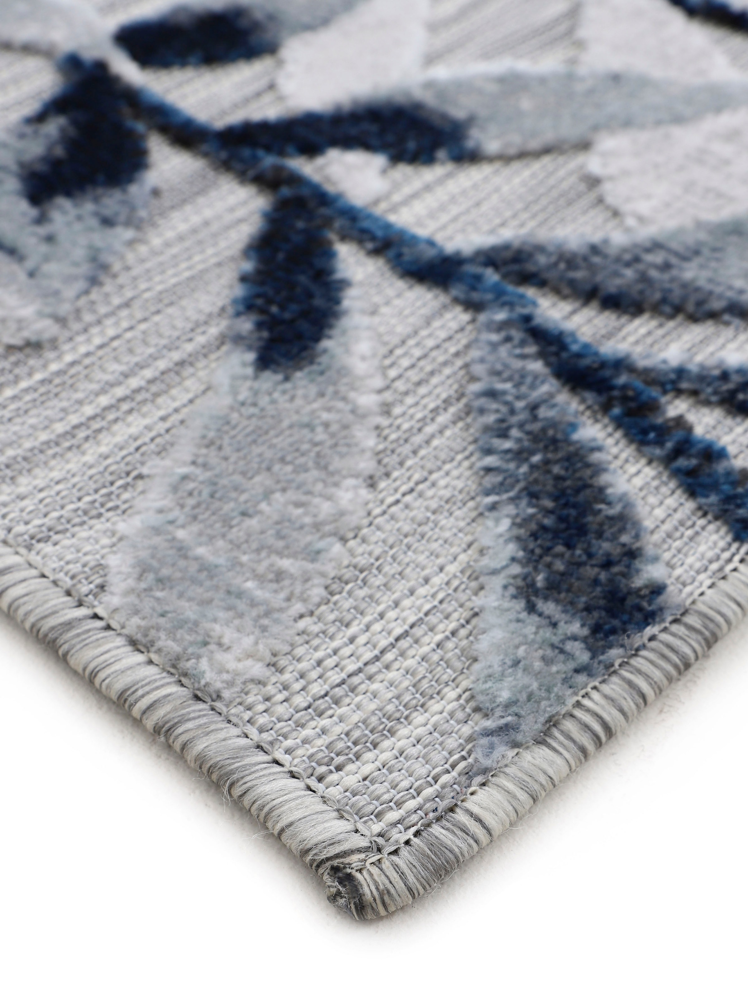carpetfine Teppich »Deja 100«, rechteckig, 4 mm Höhe, robustes Flachgewebe, Motiv- Floral Palmenblätter, Hoch-Tief Effekt
