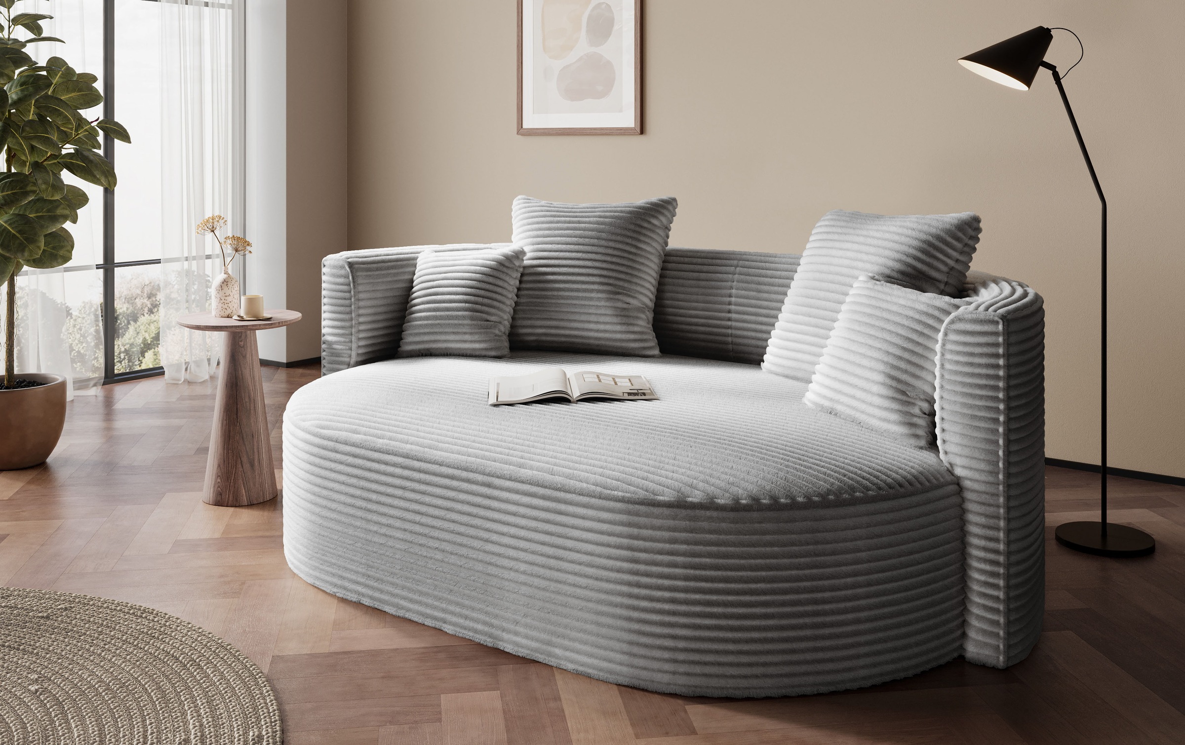Image of LeGer Home by Lena Gercke 2,5-Sitzer "ISALIE, rundes Loungesofa, mit Kissen, perfekt gepolstert" moderne Stoffe, mit 4 Zierkissen, extra grosse Sitzfläche