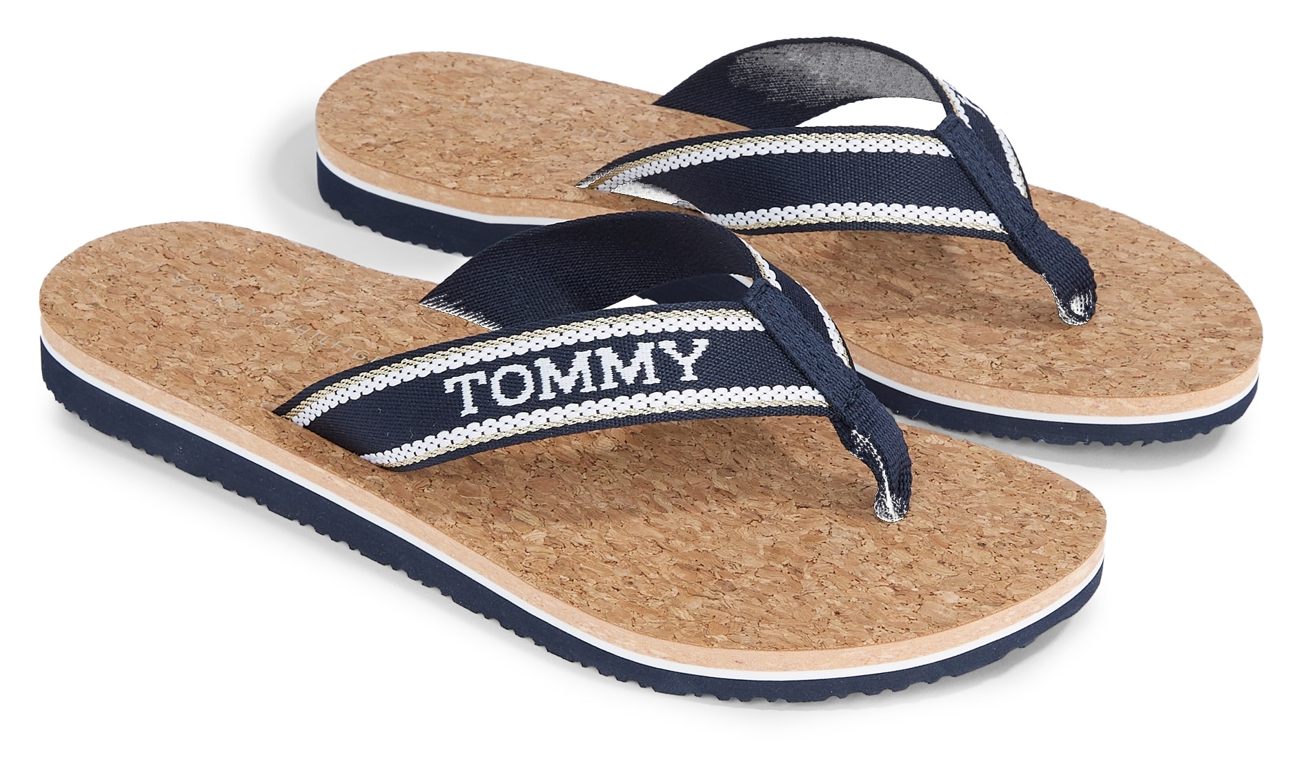 Tommy Hilfiger Zehentrenner »HILFIGER CORK BEACH SANDAL«, Sommerschuh, Schlappen, Poolsildes mit Logoschriftzug-Tommy Hilfiger 1
