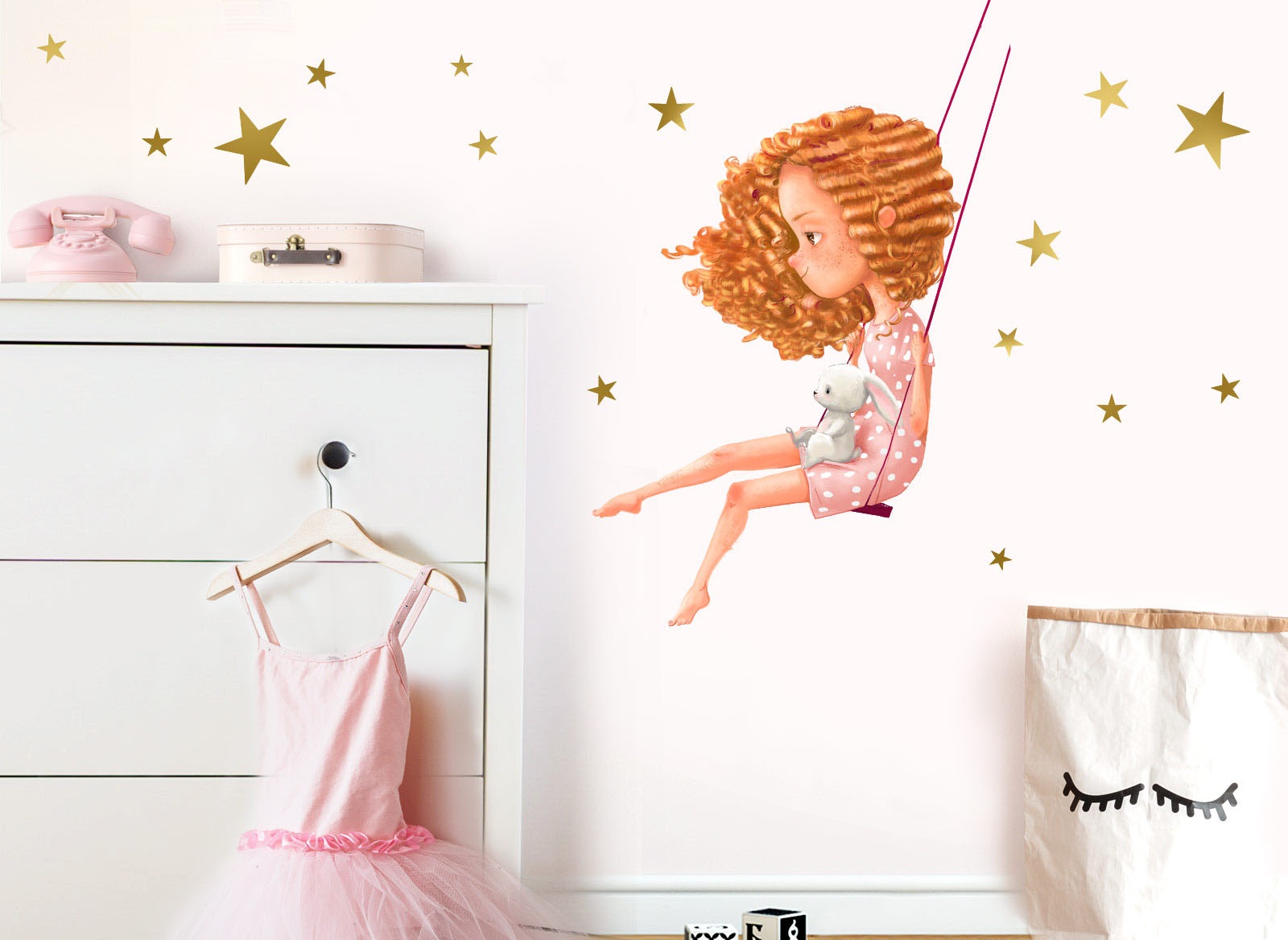 Image of little DECO Wandtattoo »Little Deco Wandtattoo Mädchen mit Hase auf Schaukel« bei Ackermann Versand Schweiz