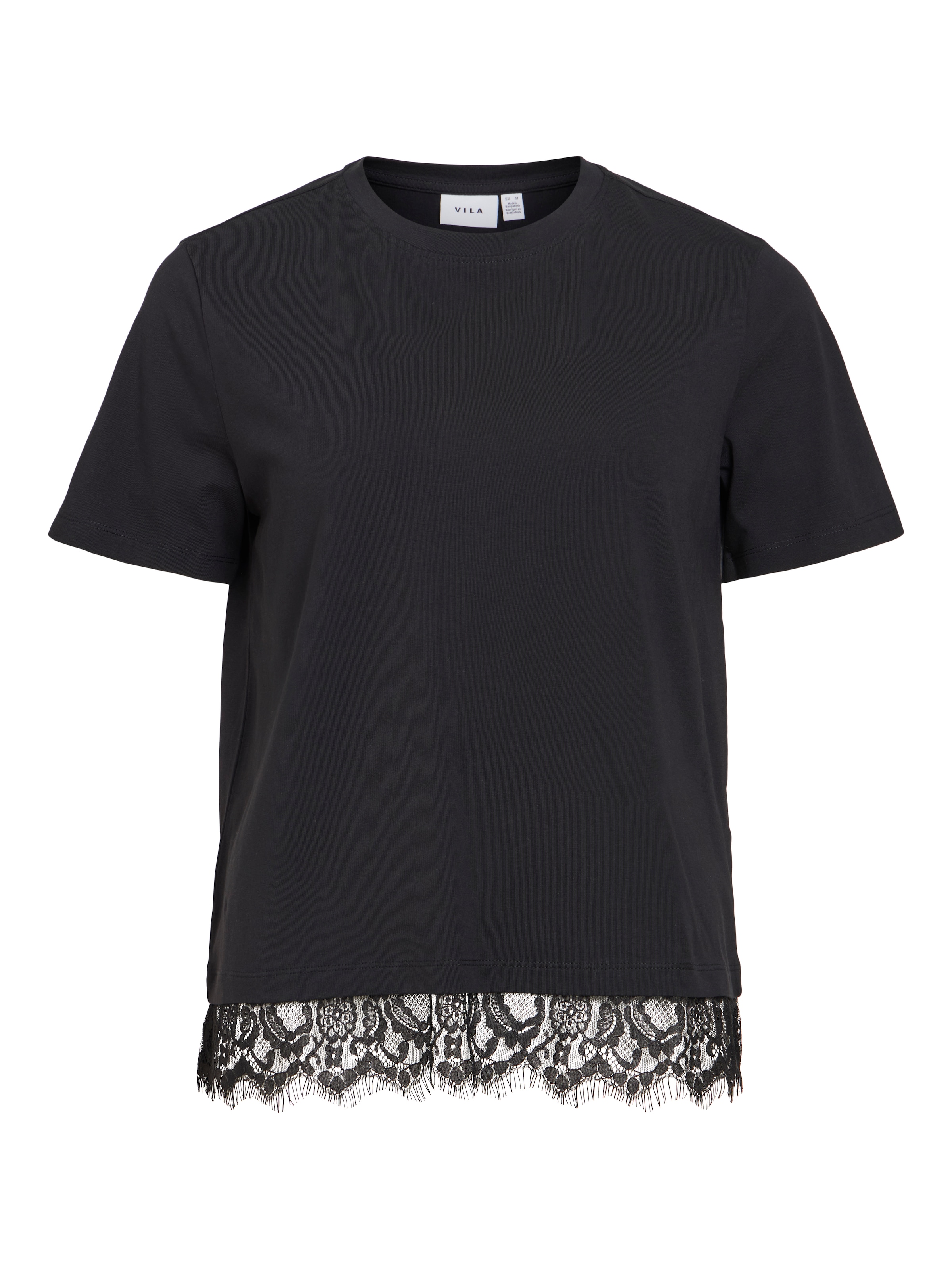 Vila T-Shirt »VINORA S/S LACE T-SHIRT - NOOS« Baumwollmischung,