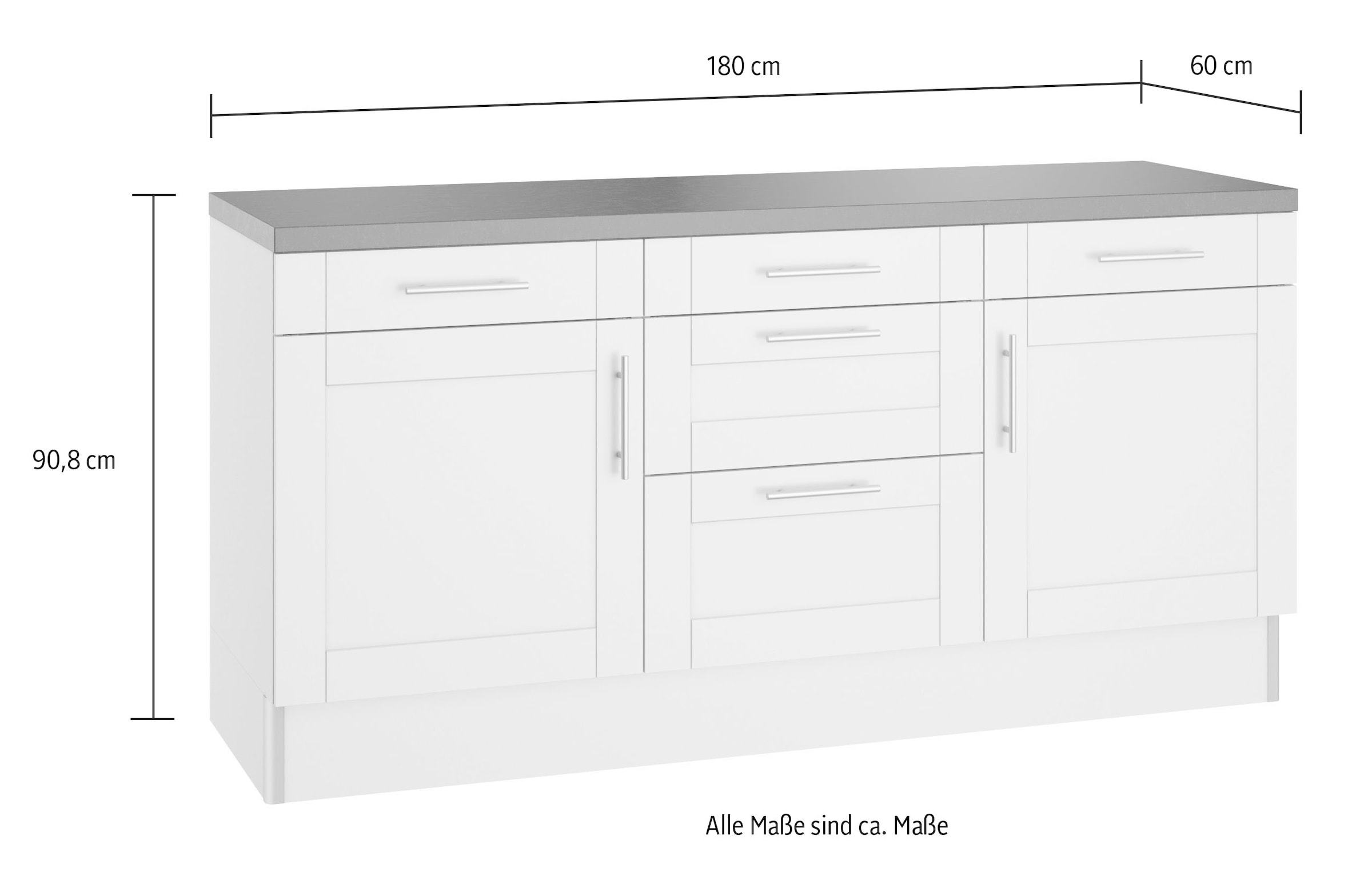 ♕ Fronten Küche 180 E-Geräte, auf cm breit, OPTIFIT Close MDF Soft ohne »Ahus«, Funktion, versandkostenfrei