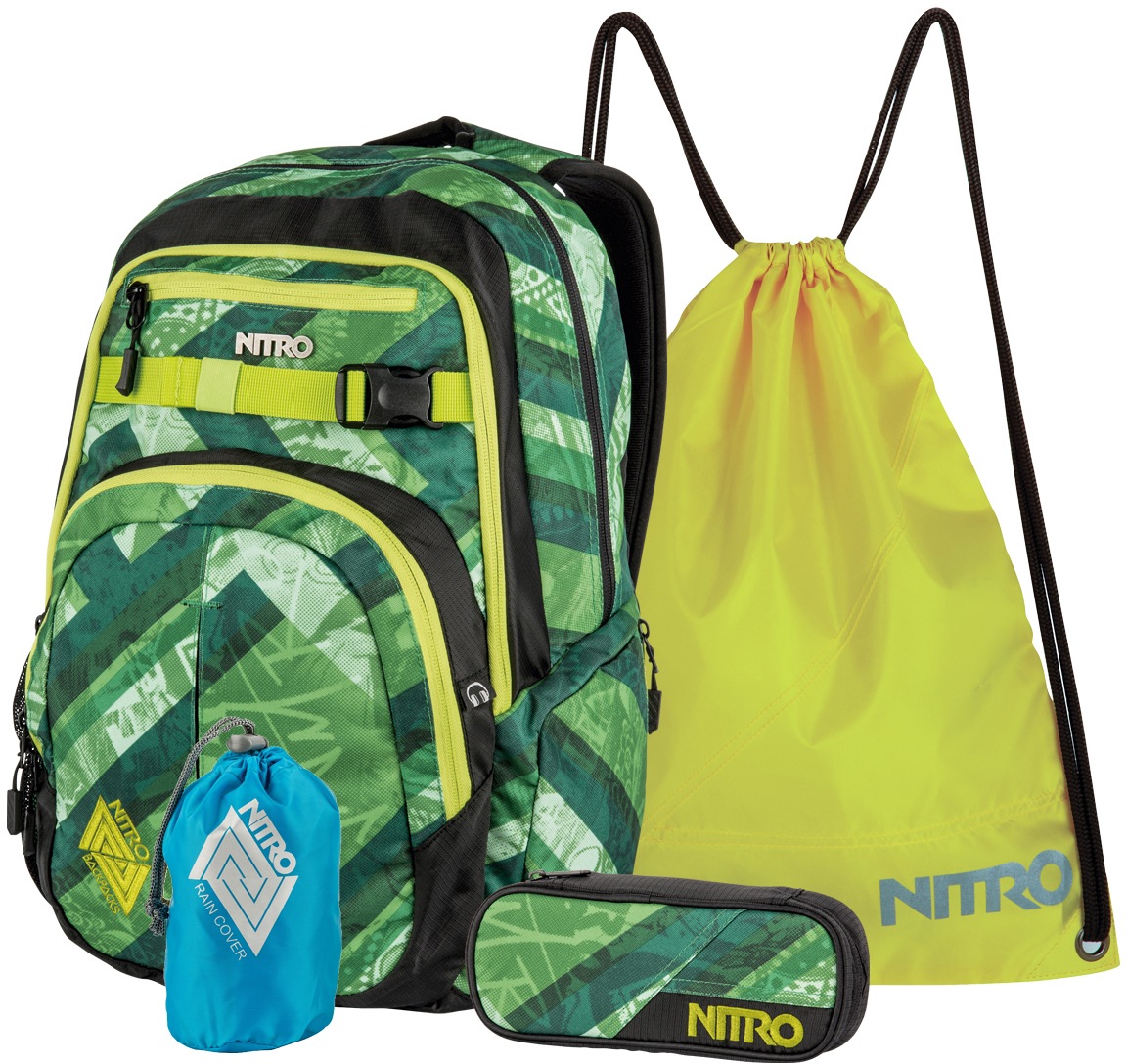 Image of NITRO Schulrucksack »Chase, Wicked Green«, mit Mäppchen, Raincover und Sportbeutel bei Ackermann Versand Schweiz