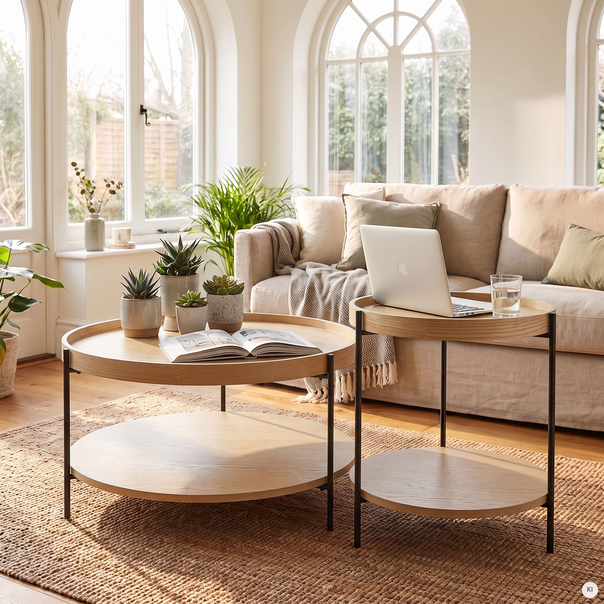 SalesFever Couchtisch »Chicago Couchtisch-Set rund 2-teilig mit 2 Ablageflächen« Set, 2 Stk. tlg. Moderner Wohnzimmertisch mit zusätzlichem Stauraum