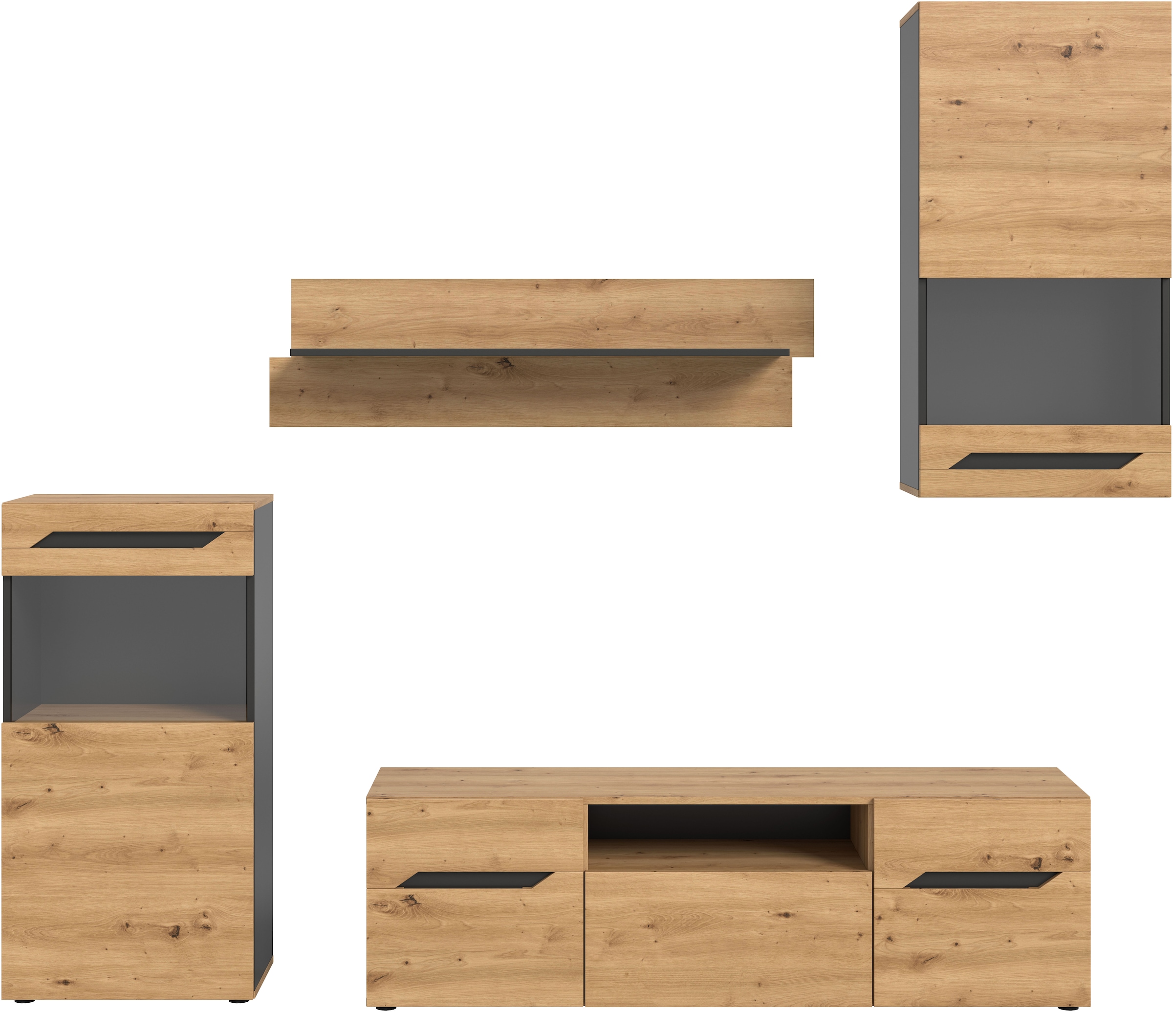 INOSIGN Wohnwand »SERTA, 4-teilig, best. aus: 2x Vitrine, 1x Lowboad & 1x Wandboard«