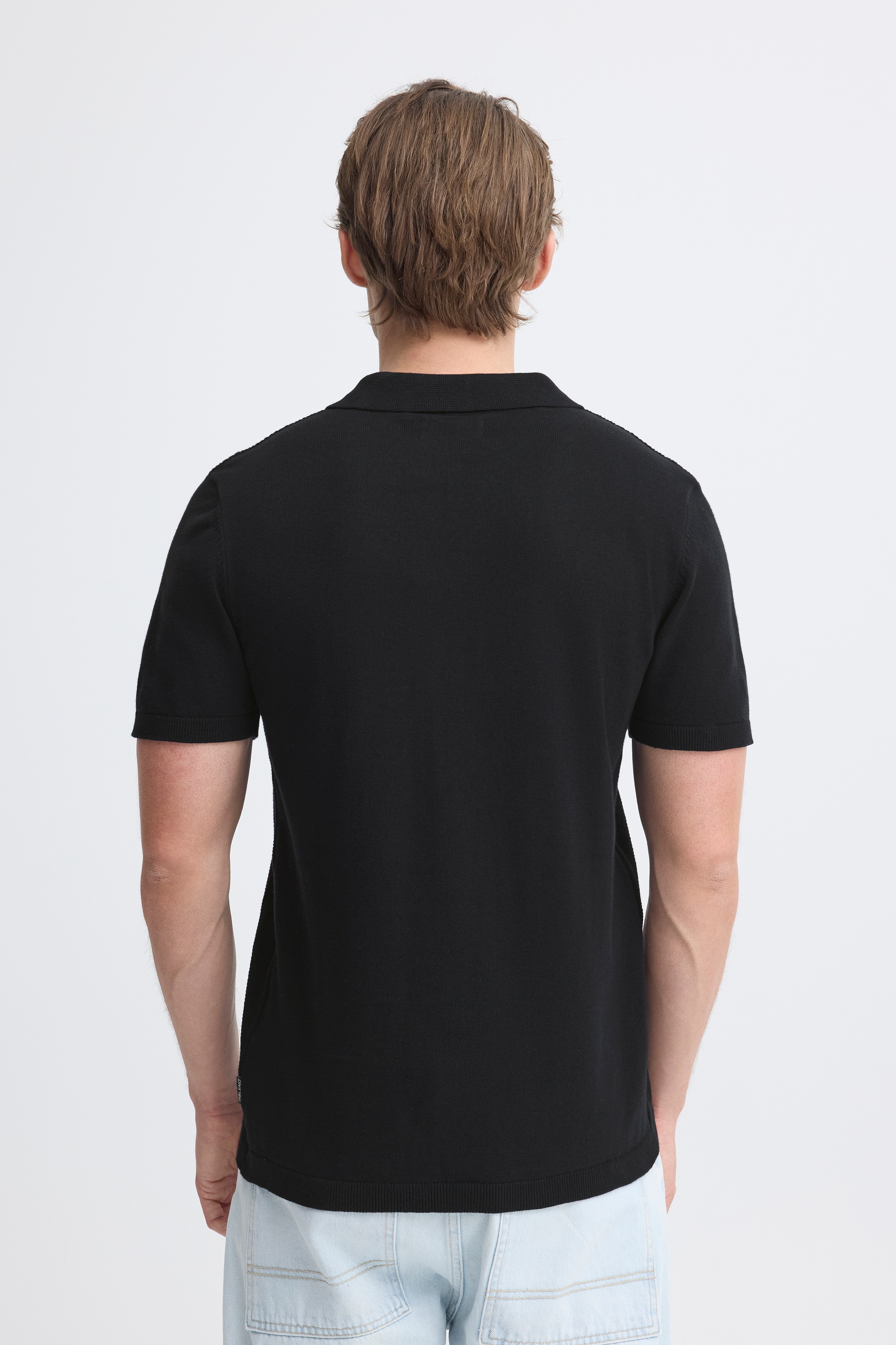 Blend Pull à col polo »BHBARON SPLIT POLO PPNOOS« en coton, coupe régulière, uni, manches courtes, col en V