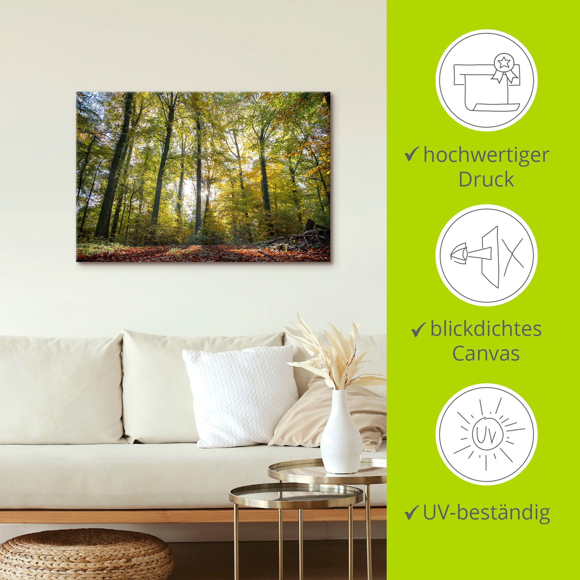 Artland Leinwandbild »Laubwald zum Herbst«, Waldbilder, (1 St.), auf Keilrahmen gespannt