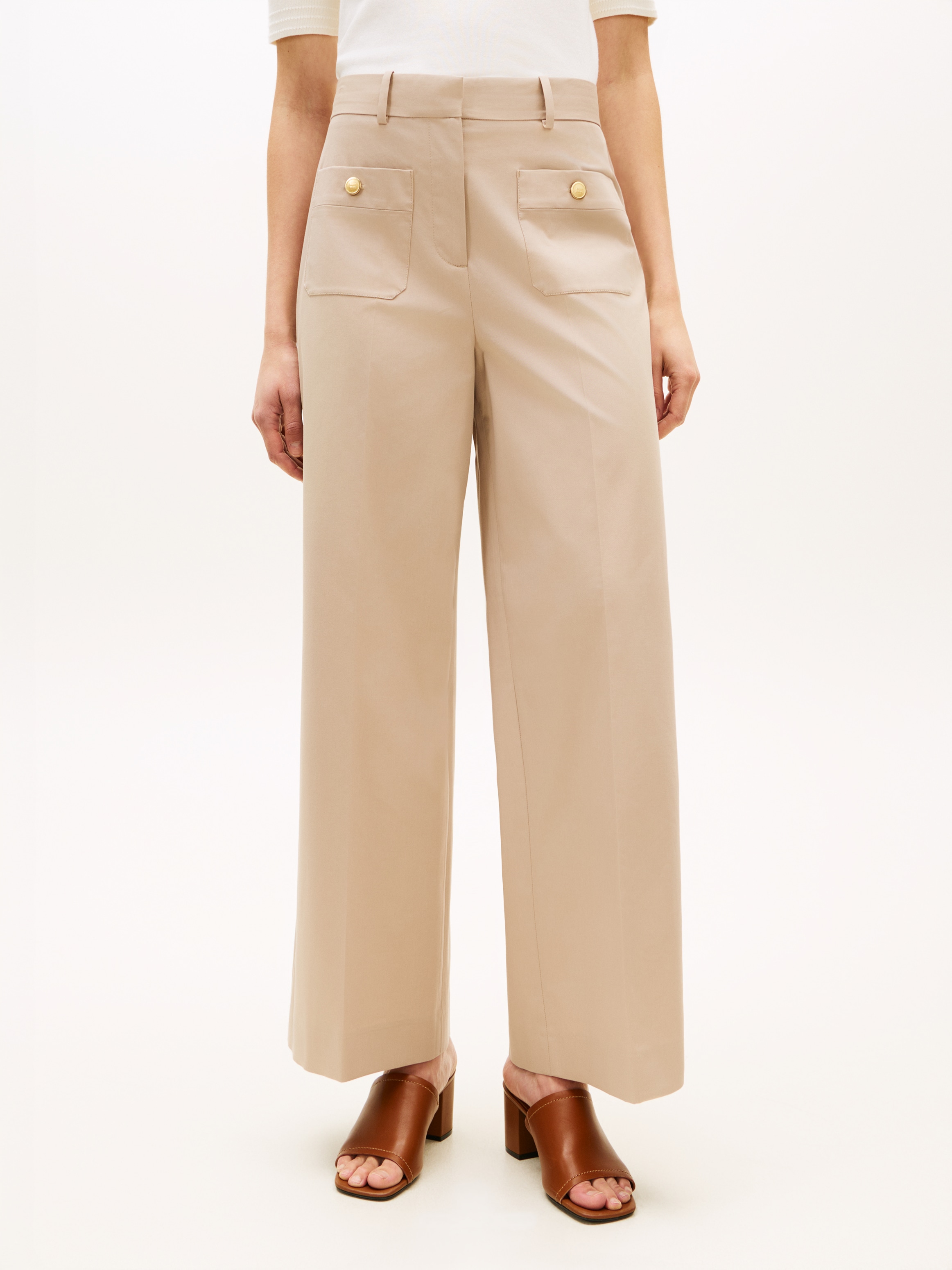 Image of Tommy Hilfiger Chinohose "PREPPY COTTON WIDE LEG CHINO" mit Bügelfalten, Mid Rise