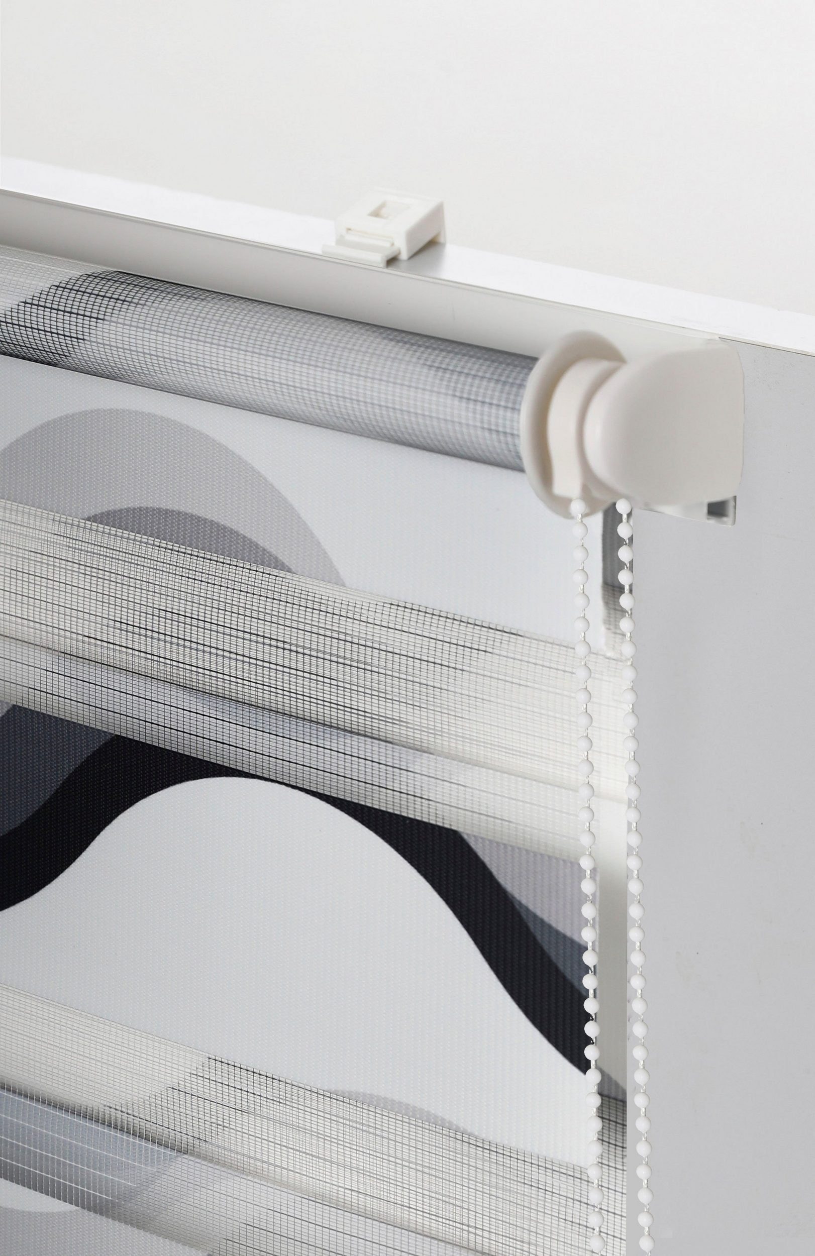 K-HOME Doppelrollo »Wellen Design« Lichtschutz Sichtschutz ohne Bohren freihängend Bedruckt mit Muster