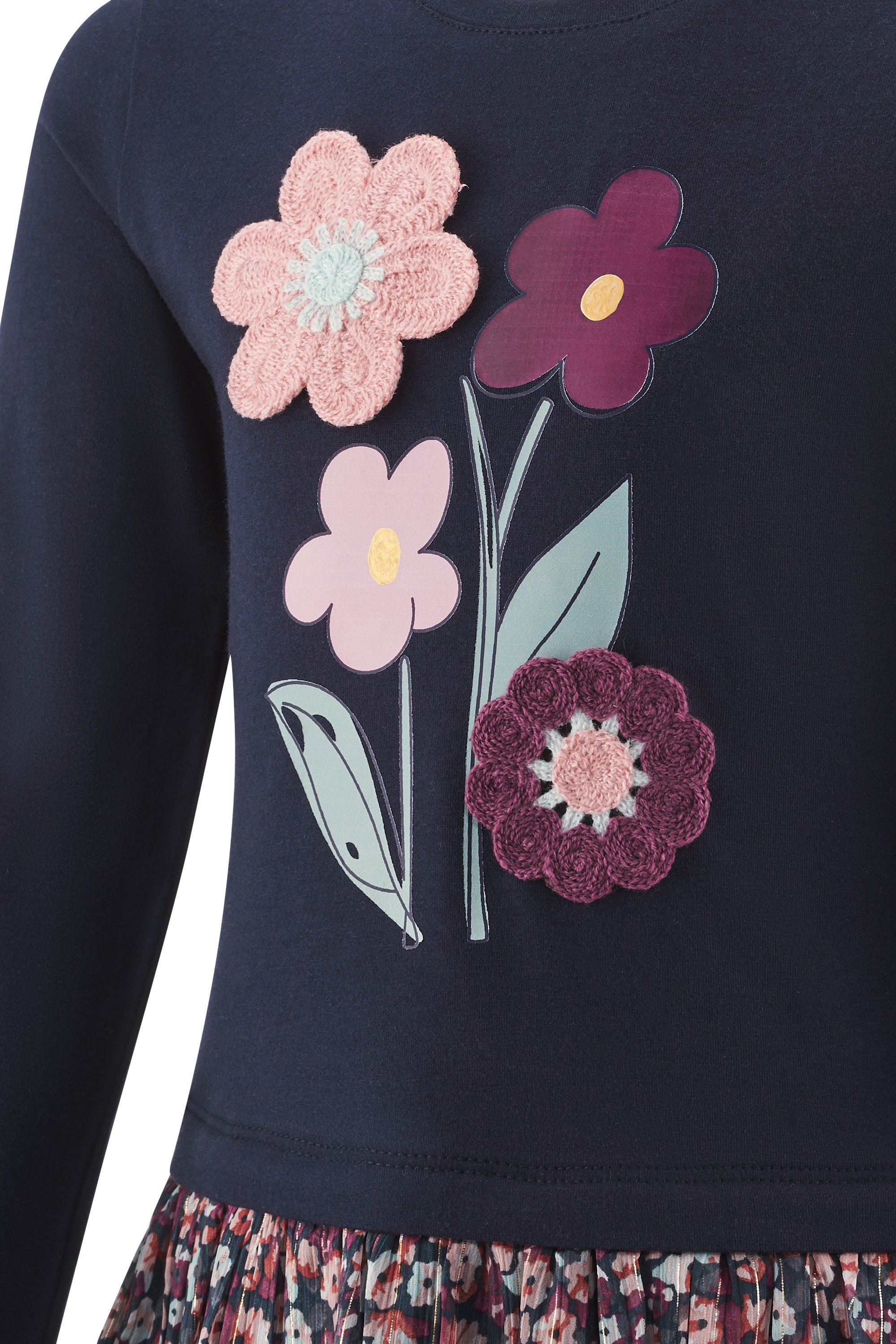 happy girls Jerseykleid Baumwollmischung, Blumen-Applikationen