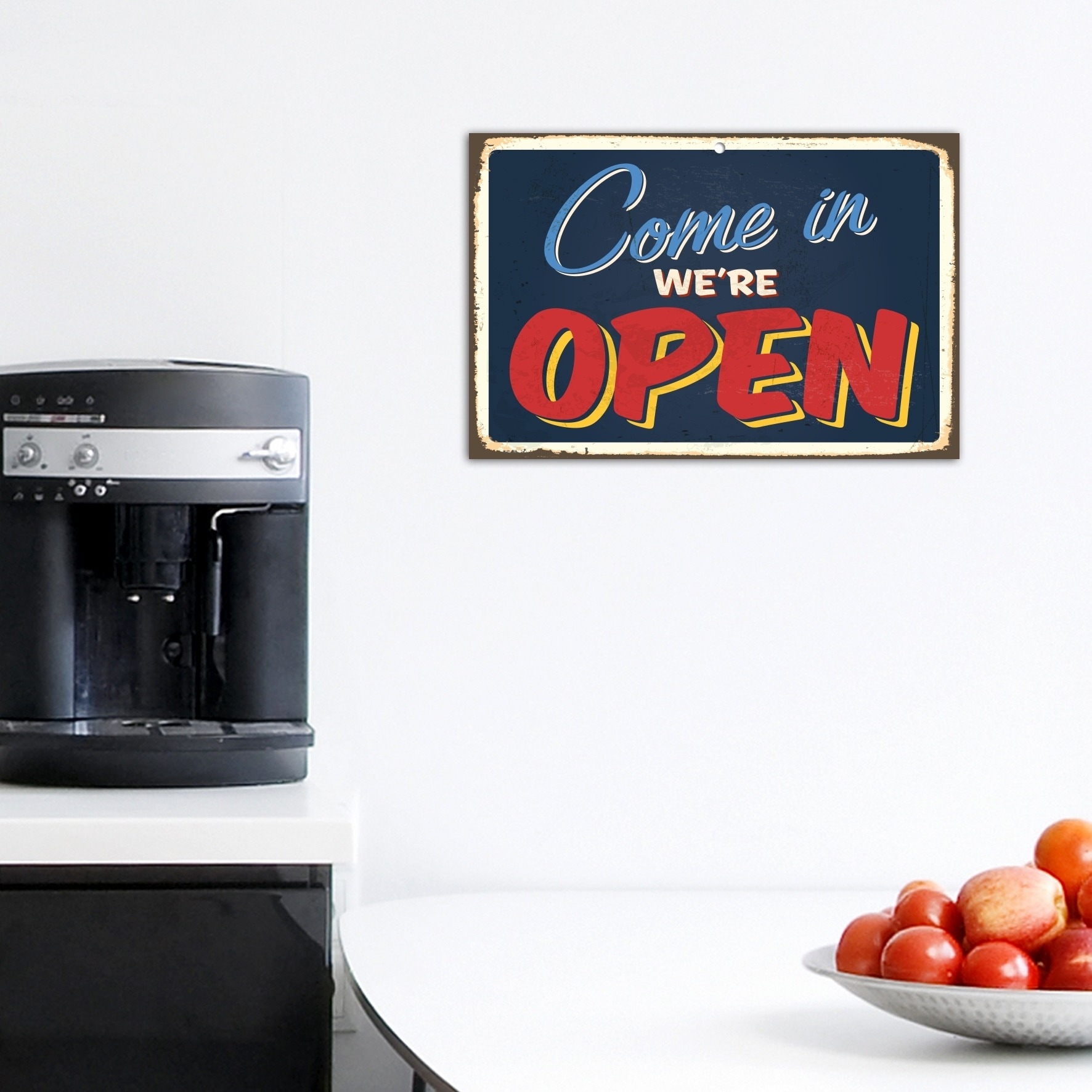 queence Wanddekoobjekt »Come in we're OPEN«, Stahlschild, Blechschild, Spruch, Witzig, Wanddeko, retro, 30x20cm