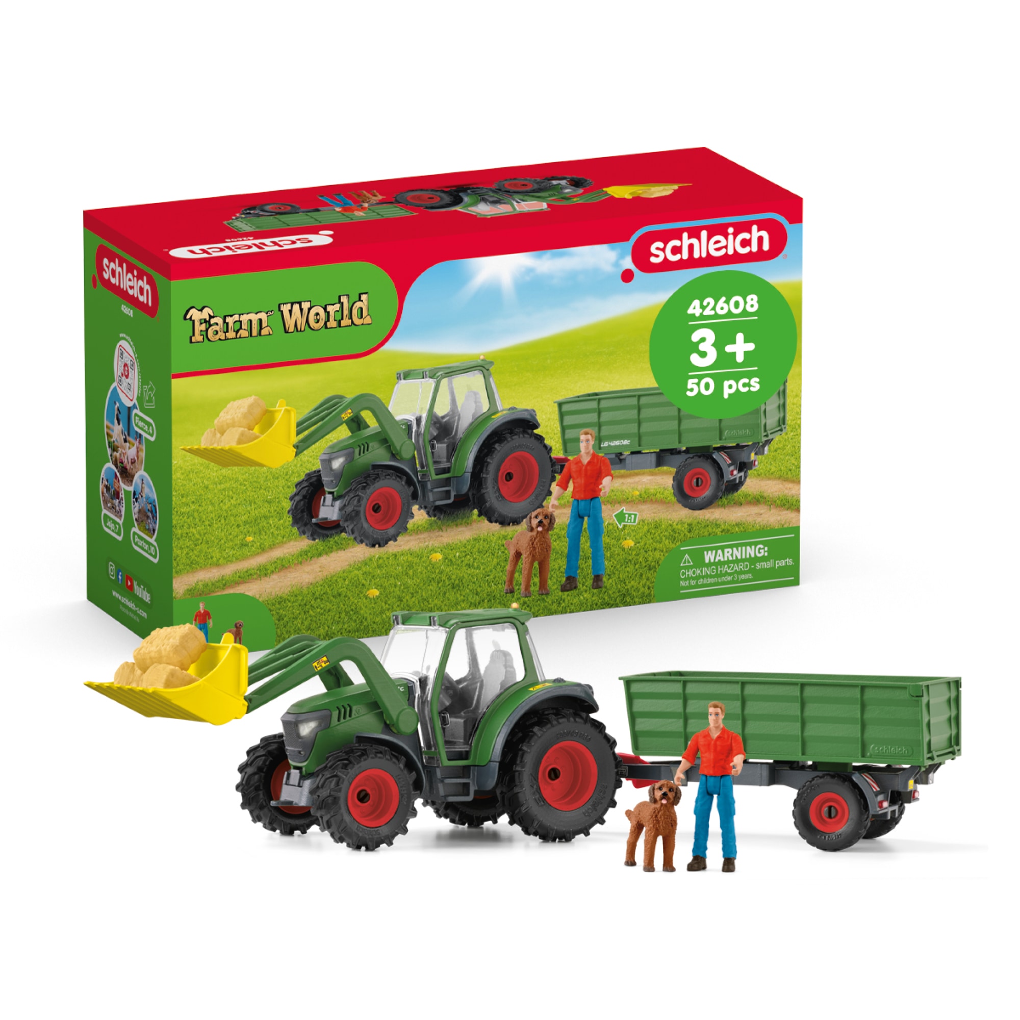 Image of Schleich Spielwelt "FARM WORLD, Traktor mit Anhänger (42608)"