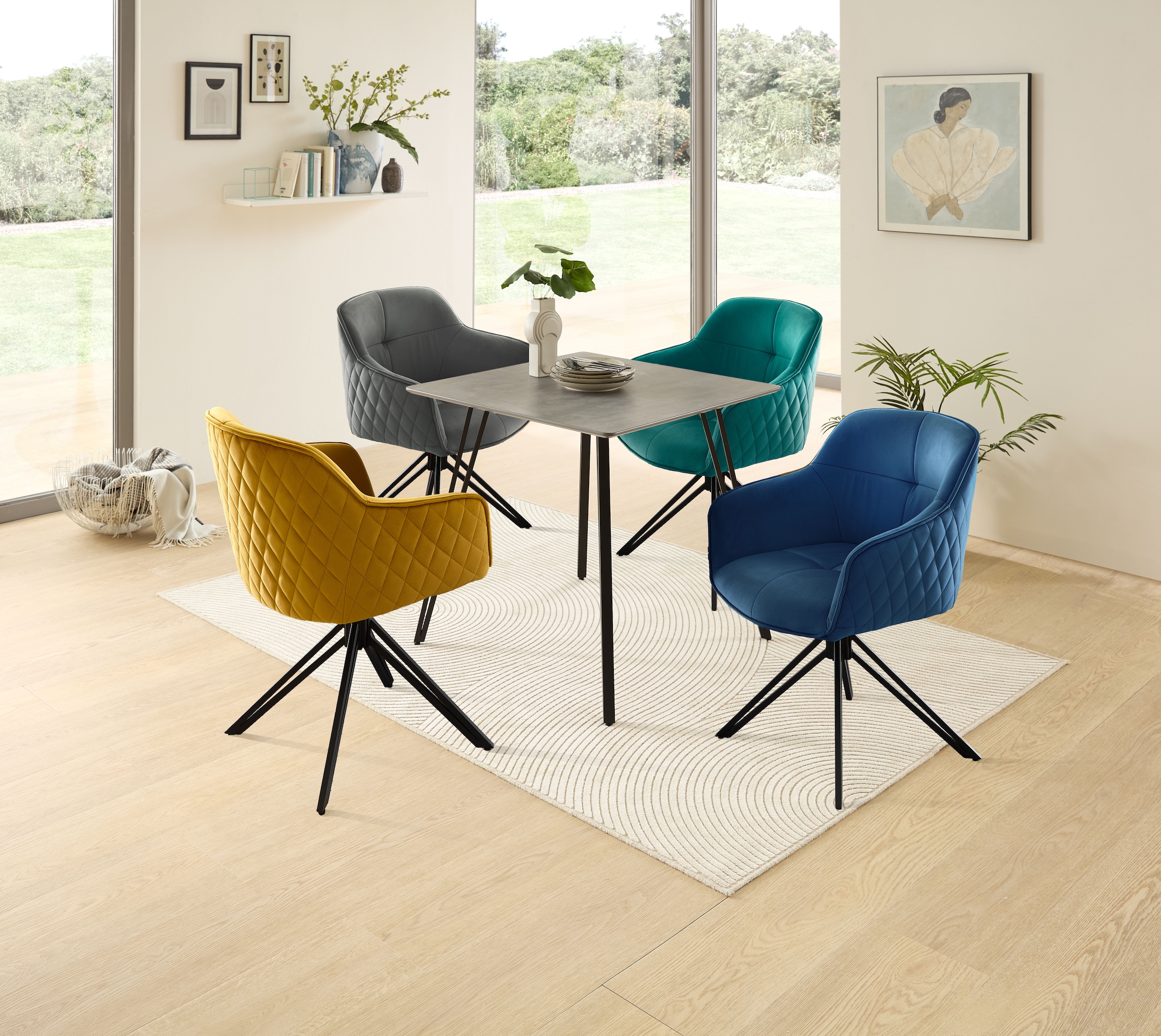 Stolkom Table de salle à manger »Fieteni Esstisch B/H/T 80x75x80 cm« 1 cuis tlg. Schweizer Kante, pulverbeschichtet