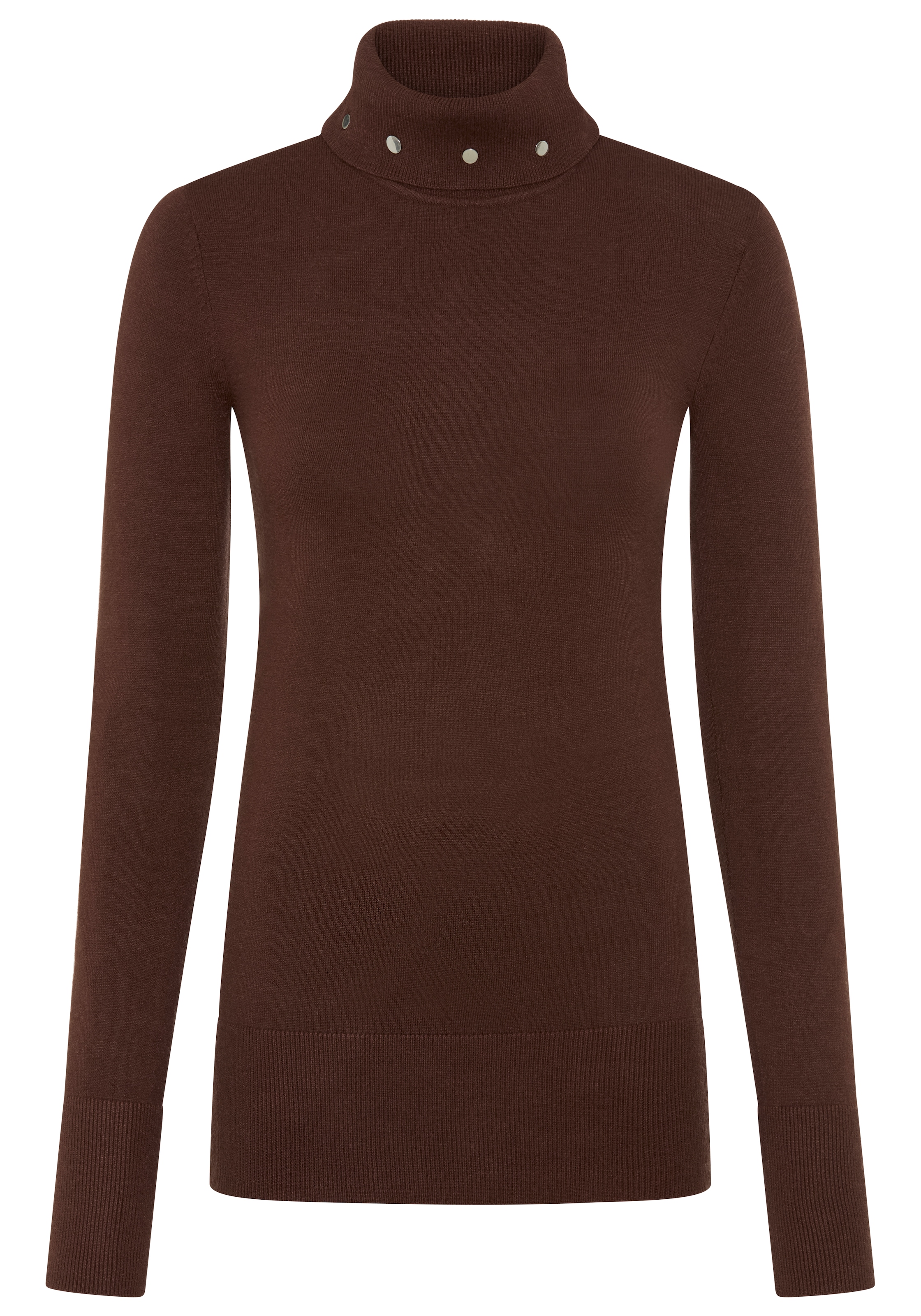 Melrose Pull à col roulé avec rivets décoratifs en coupe ajustée