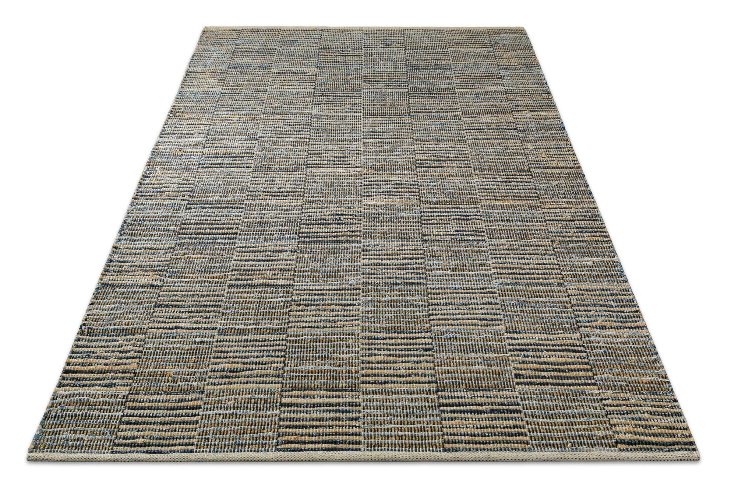 Wecon home Teppich »Denim Blues« rechteckig 6 mm Höhe handgewebt, robust, pflegeleicht, skandi, Natur, Jute, Wohnzimmer