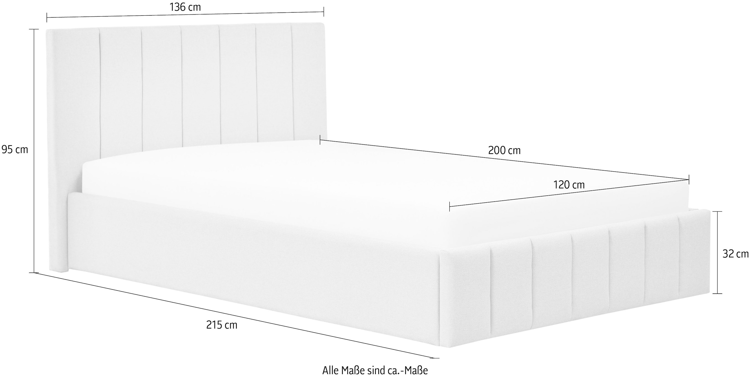 Home affaire Lit rembourré »MANTEIGAS, Familienbett mit hochwertigem Strukturstoff« surface de couchage 120x200 et 240x200 cm, sans sommier à lattes ni matelas