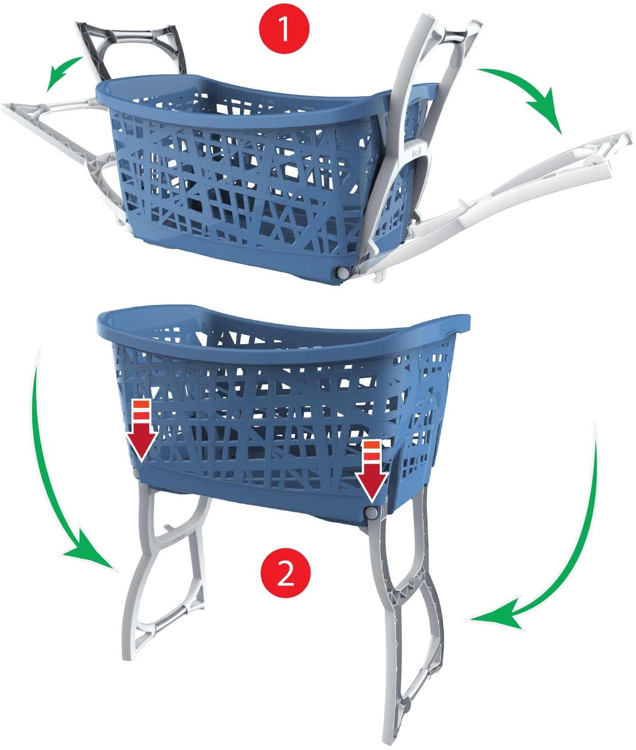 Bischof Bama Wäschekorb, mit Standteilen, Tragegriffen, ergonomische Form