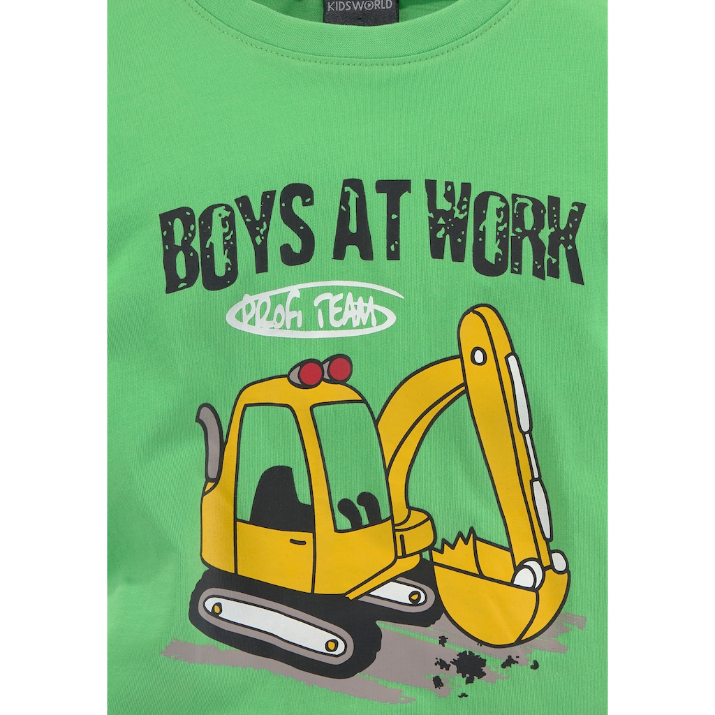KIDSWORLD Shirt & Shorts, (Spar-Set, 2 tlg., T-Shirt+Sweatbermudas), BOYS AT WORK