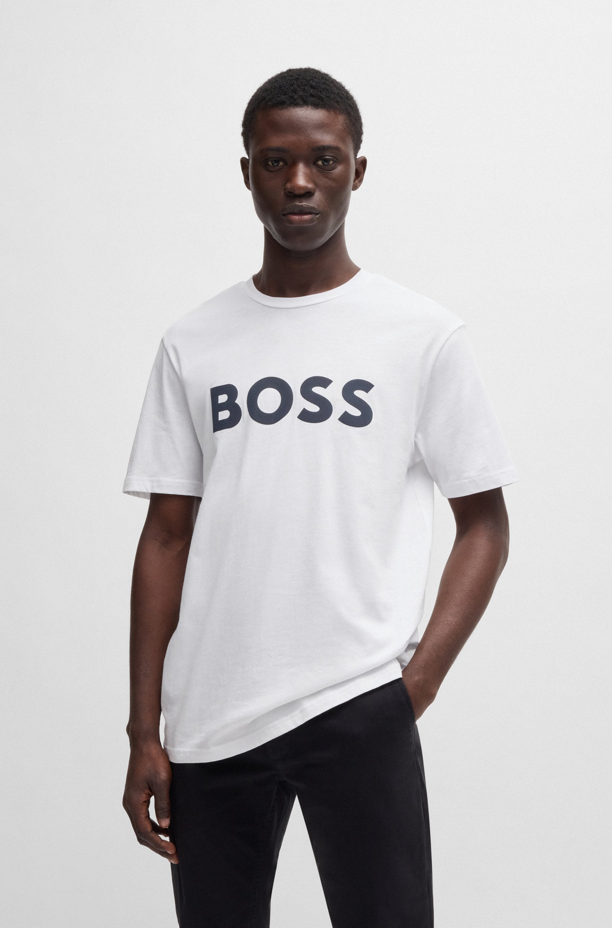 Image of BOSS ORANGE T-Shirt "Thinking 1" mit grossem BOSS Druck auf der Brust