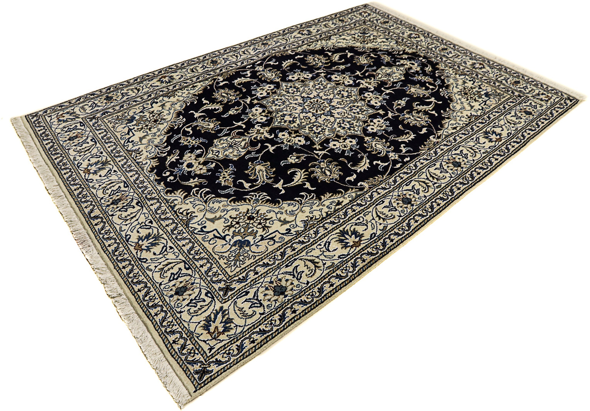 Image of morgenland Orientteppich »Perser - Nain - 238 x 166 cm - dunkelblau«, rechteckig, 12 mm Höhe, Wohnzimmer, Handgeknüpft, Einzelstück mit Zertifikat bei Ackermann Versand Schweiz