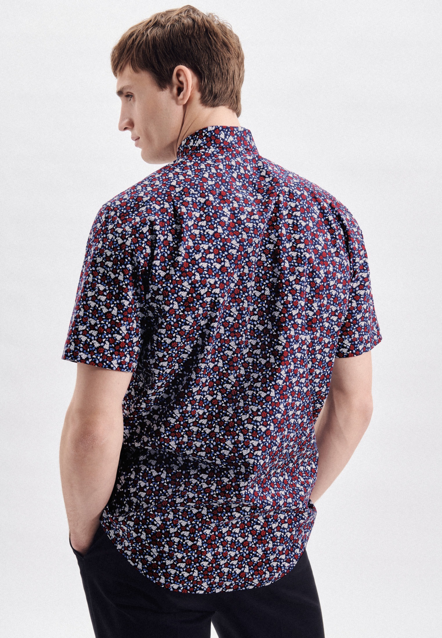 seidensticker Businesshemd »Regular«, Regular Kurzarm Button-Down-Kragen Druck