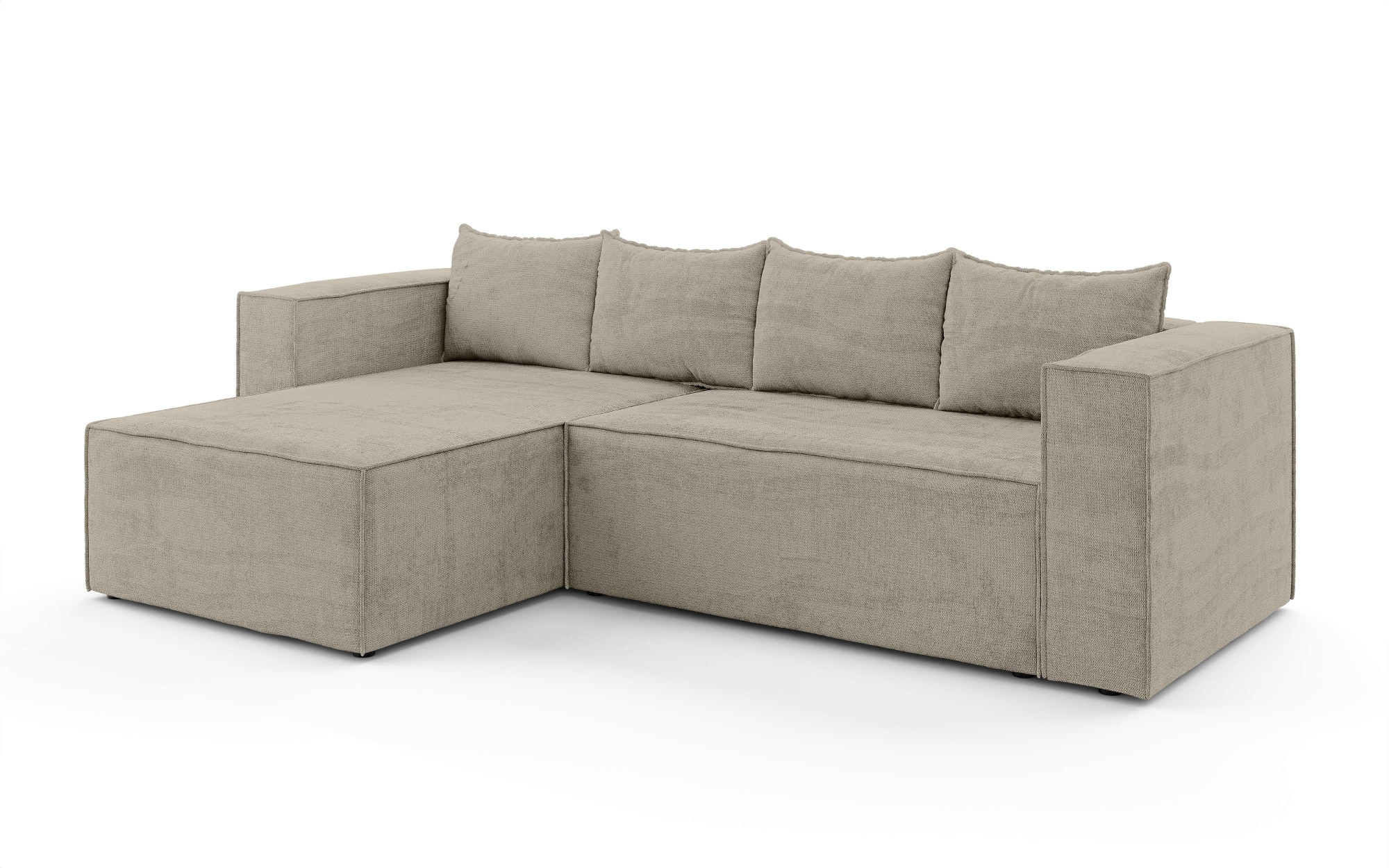 INOSIGN Ecksofa »LINCOLNVILLE mit Bettfunktion und Bettkasten, Masse B/H/T 244/76/150 cm«, L-Form mit Wellenunterfederung, Recamiere beidseitig montierbar