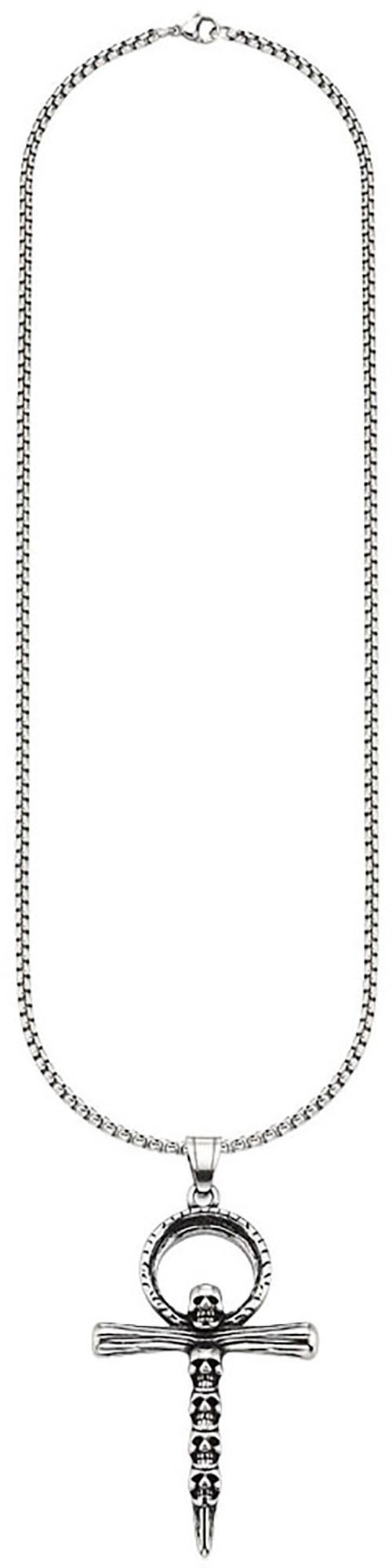 Bruno Banani Kette mit Anhänger "Schmuck Geschenk Halsschmuck Anhänger Kreuz mit Totenköpfe-Design"