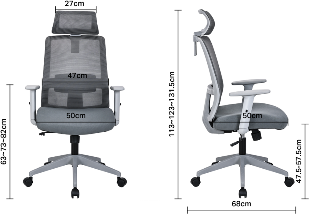 GOODproduct Chaise de bureau »Tallard, Mesh Schreibtischstuhl, ergonomische Ausstattung« () verstellbare Kopfstütze, Lumbalstütze & Armlehnen