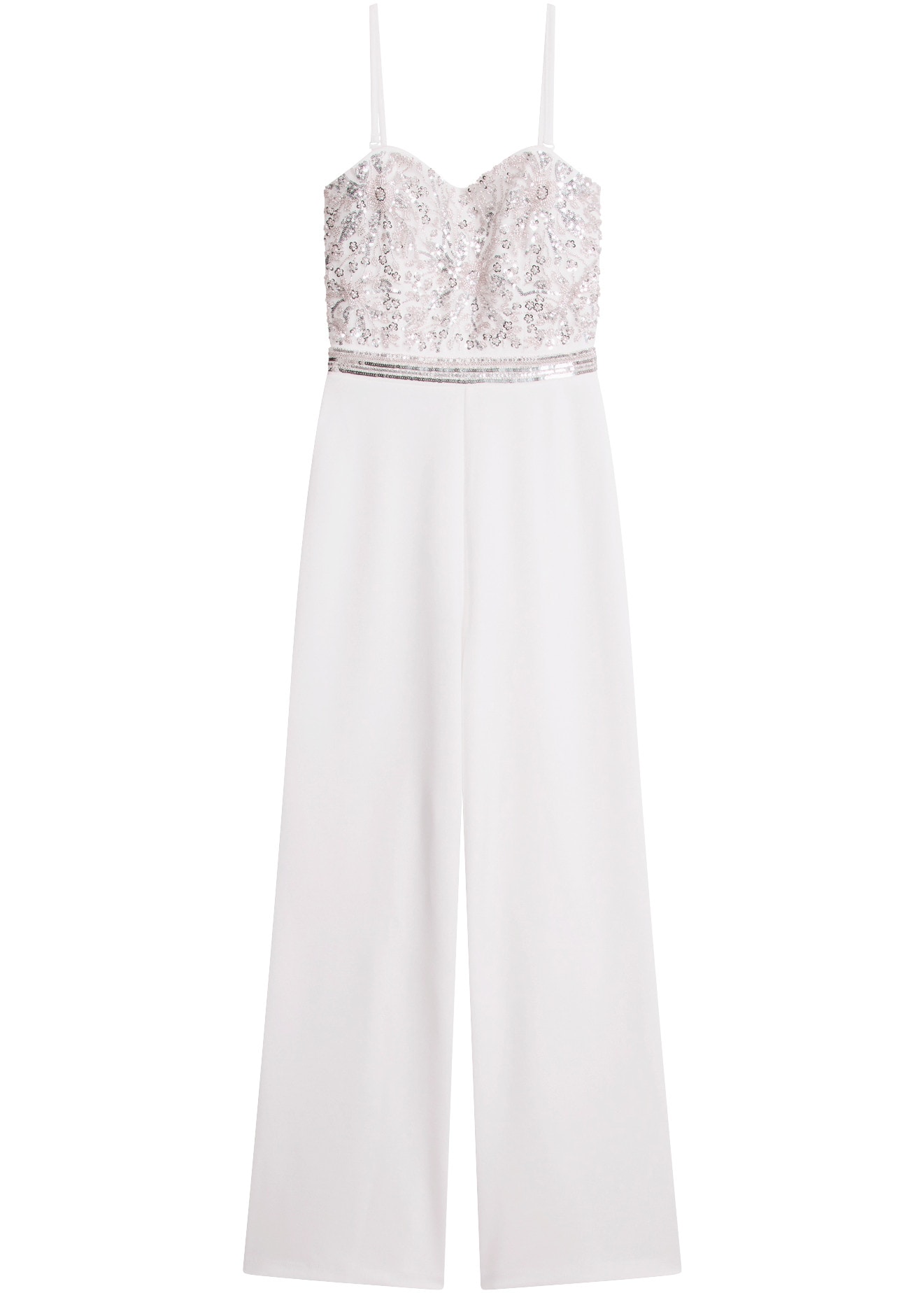 bonprix Overall Slim Fit Passform, mit Bustier-Ausschnitt, aus strukturiertem Crepe