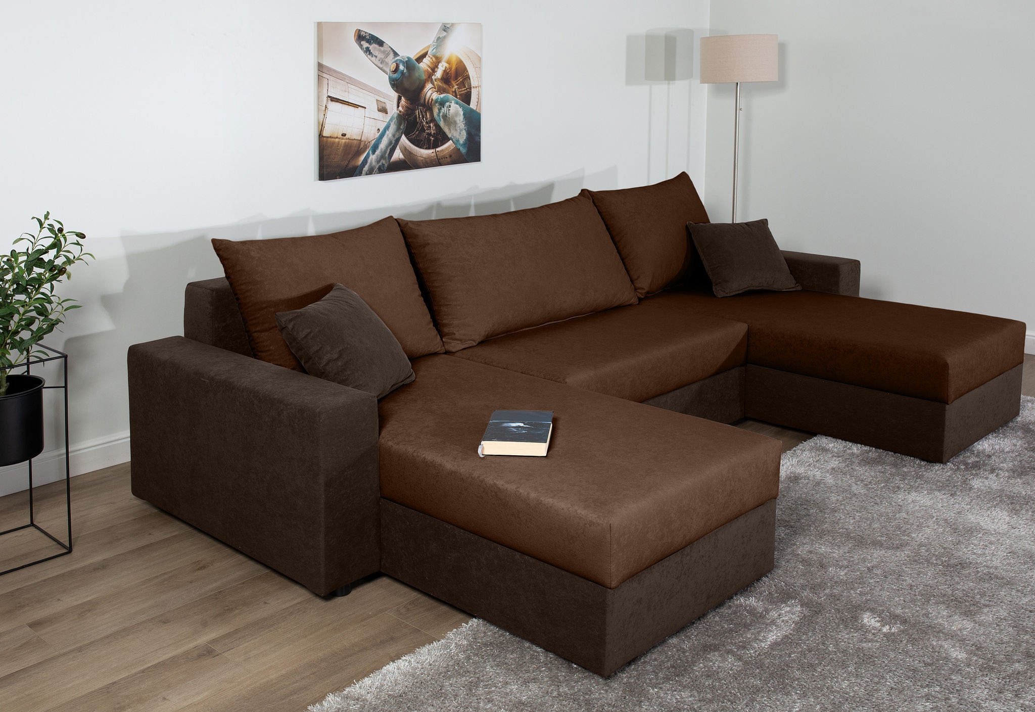 COLLECTION AB Wohnlandschaft »Pico U-Form, B: 252 cm« Schlaffunktion, Bettkasten & 2 Zierkissen