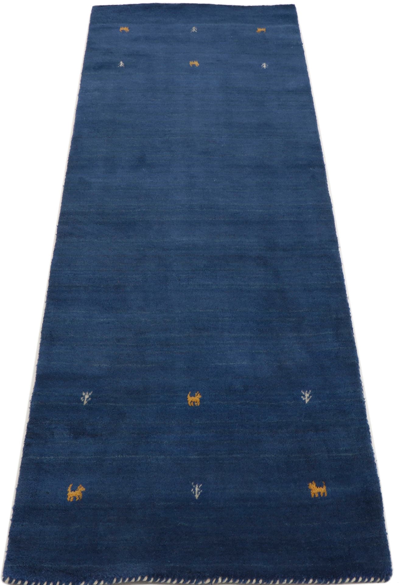 carpetfine Wollteppich »Gabbeh Uni, auch als Läufer und Rund erhältlich«, rechteckig, 15 mm Höhe, reine Wolle, handgewebt, Gabbeh Loom Tiermotiv, grosse Farbauswahl