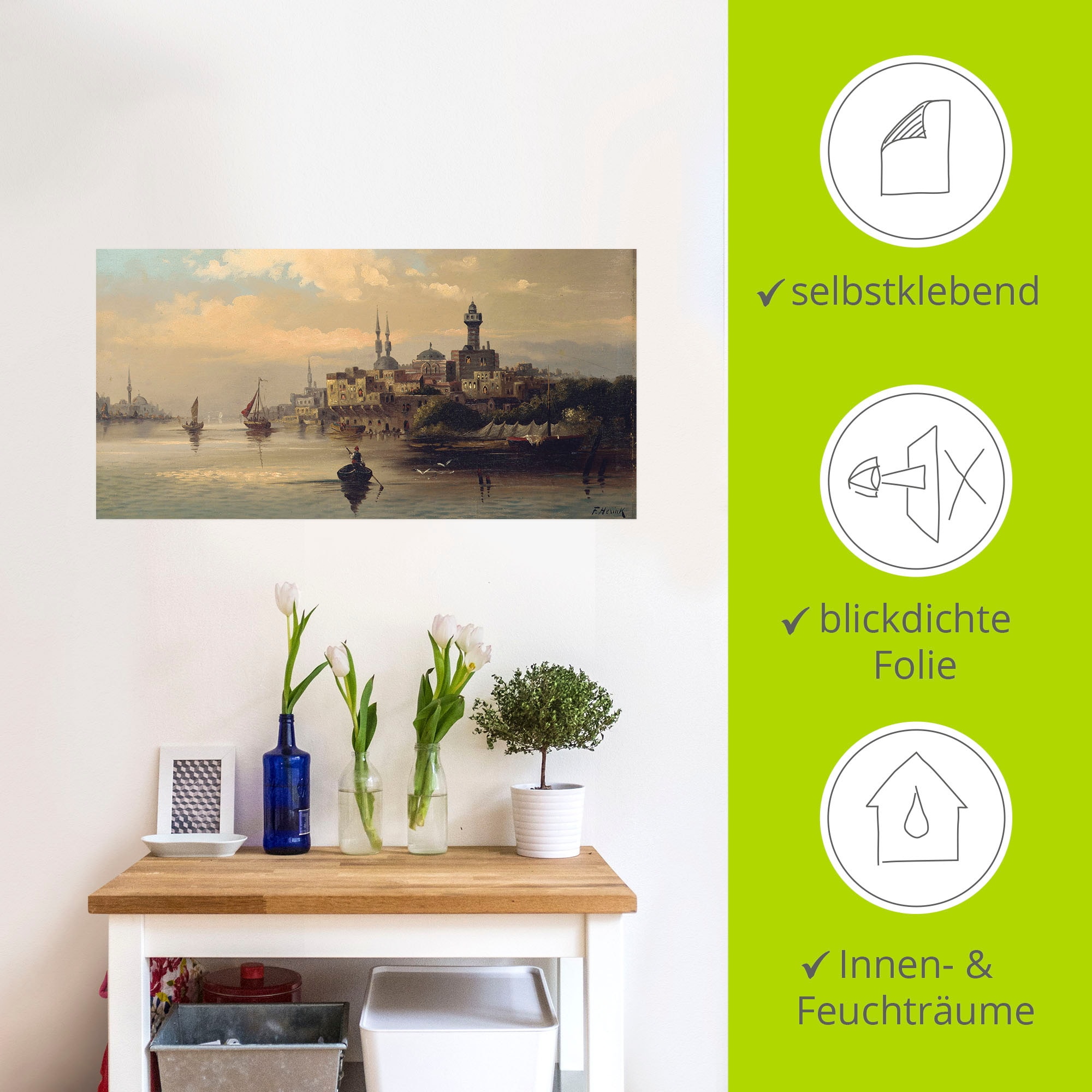 Artland Wandbild »Kauffahrtsschiffe auf Bosporus, Istanbul«, Gewässer, (1 St.), als Leinwandbild, Poster, Wandaufkleber in verschied. Grössen