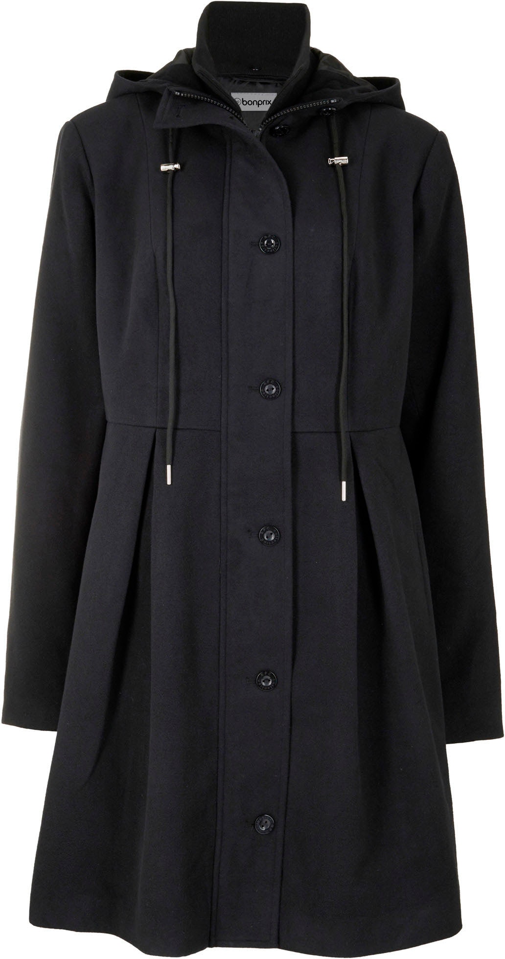 bonprix Manteau d'hiver »Mantel mit Kapuze und Bundfalten, A-Linie« aus Polyester, Viskose und Elasthan, mit Polyesterfutter