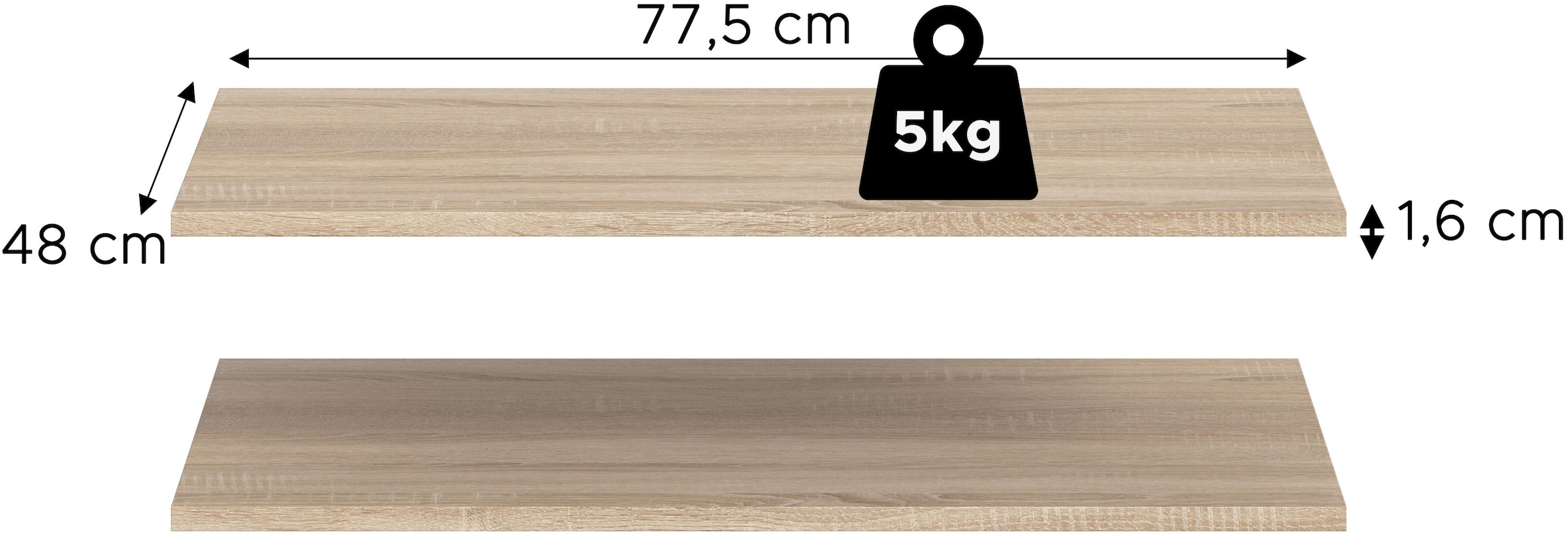 Home affaire Tablette de rangement »Skarde, Einlegeböden 78 cm« 2 cuis tlg. Skarde, Einlegeboden 2er Set, 78 cm