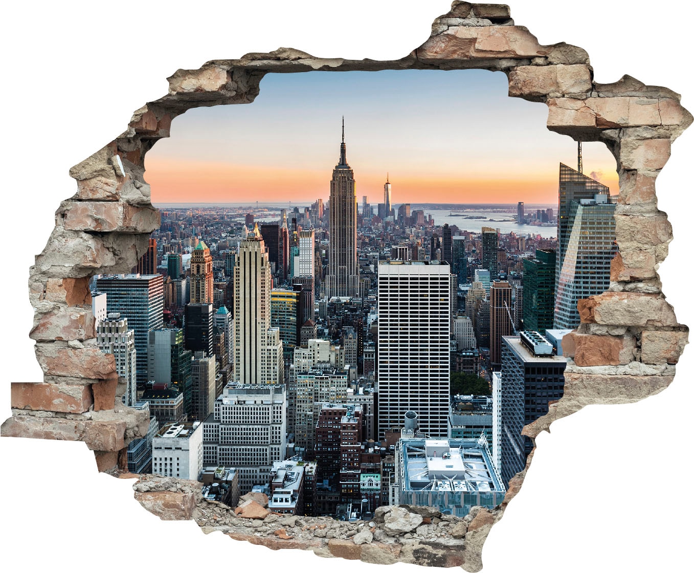 Image of queence Wandtattoo "New York" Wandsticker, Wandbild, selbstklebend, 3D, Wanddurchbruch