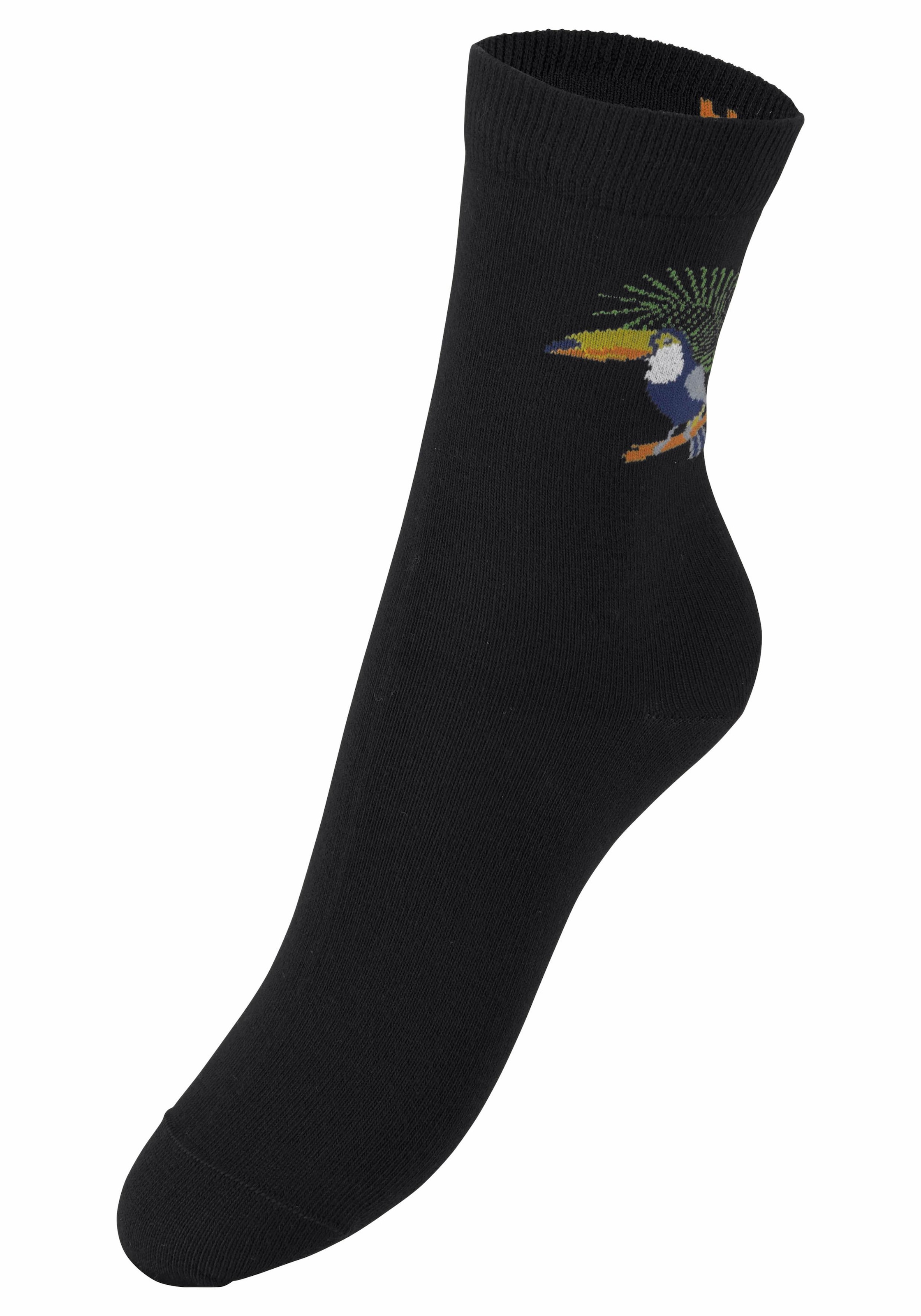 H.I.S Socken, (Set, 7 Paar), mit Schmetterlings- und Vogelmotiven