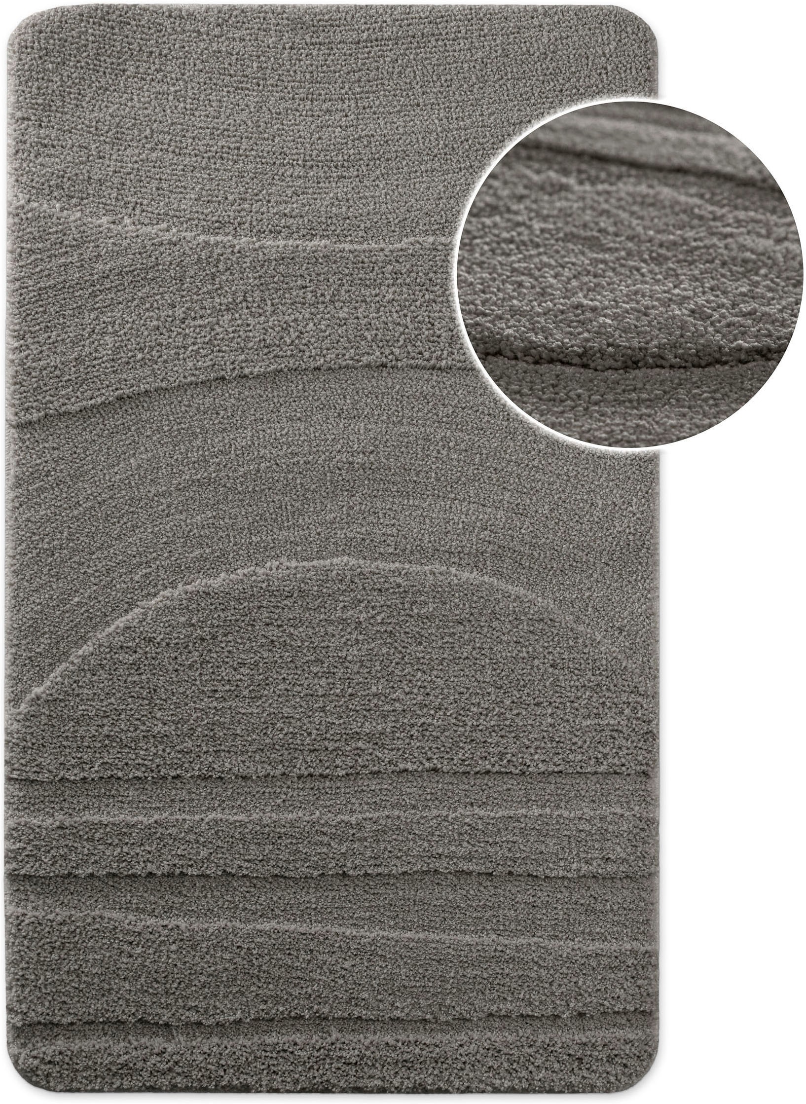 Wecon home Tapis de bain »Marc« Höhe 25 mm Badteppich, Hoch-Tief-Linien, weich, rutschhemmend, waschbar, getuftet