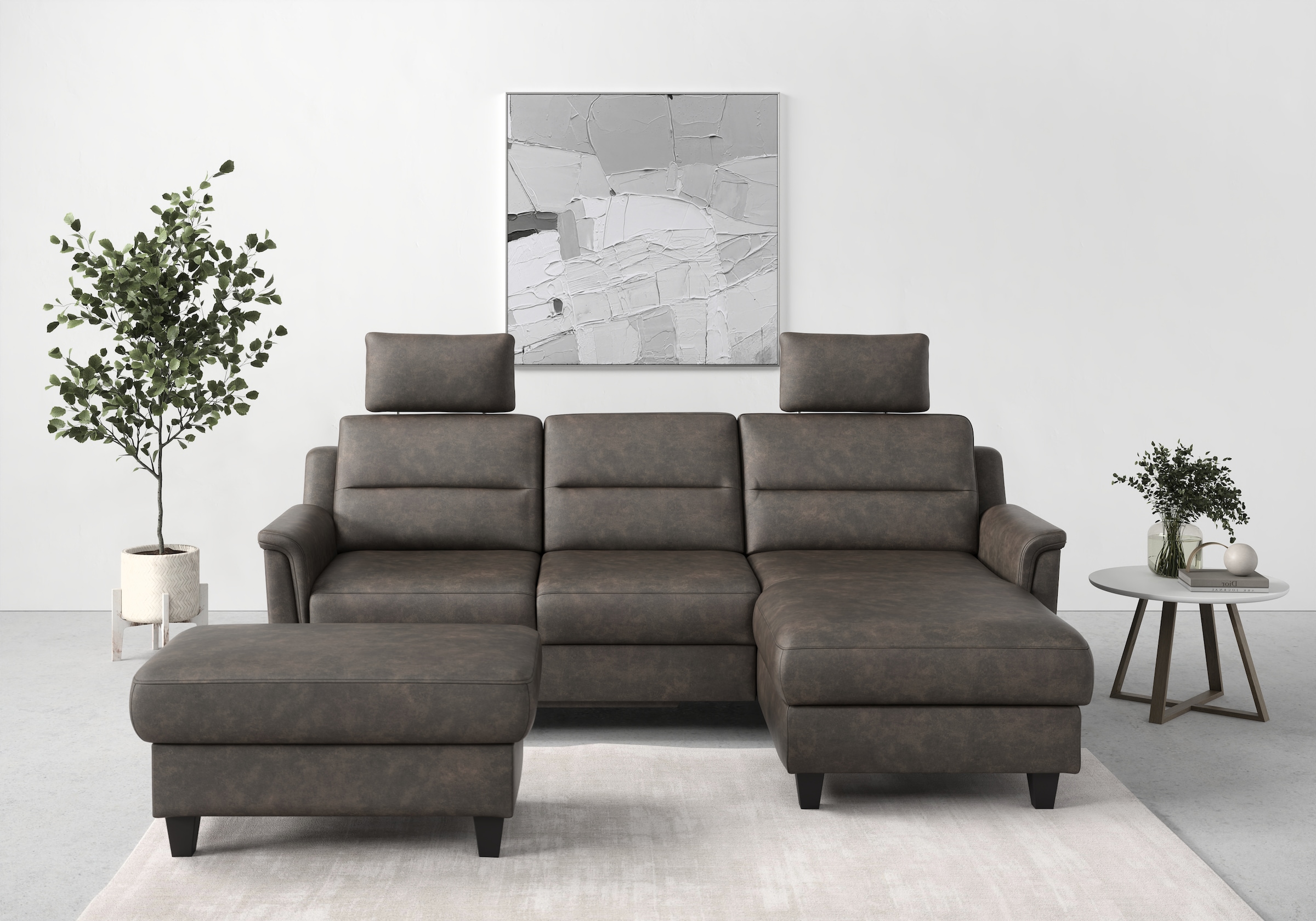 sit&more Ecksofa »Farö L-Form« inklusive Federkern, wahlweise mit Bettfunktion und Bettkasten