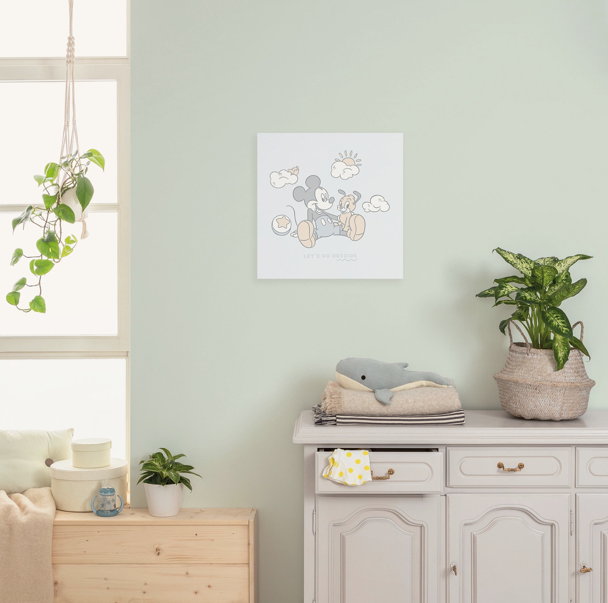 Image of Komar Leinwandbild "Disney Mickey Mouse Lets Go Outside" Disney 1 Stk. tlg. 40 x 40 cm (Breite x Höhe) - Kinderzimmer, Dekoration