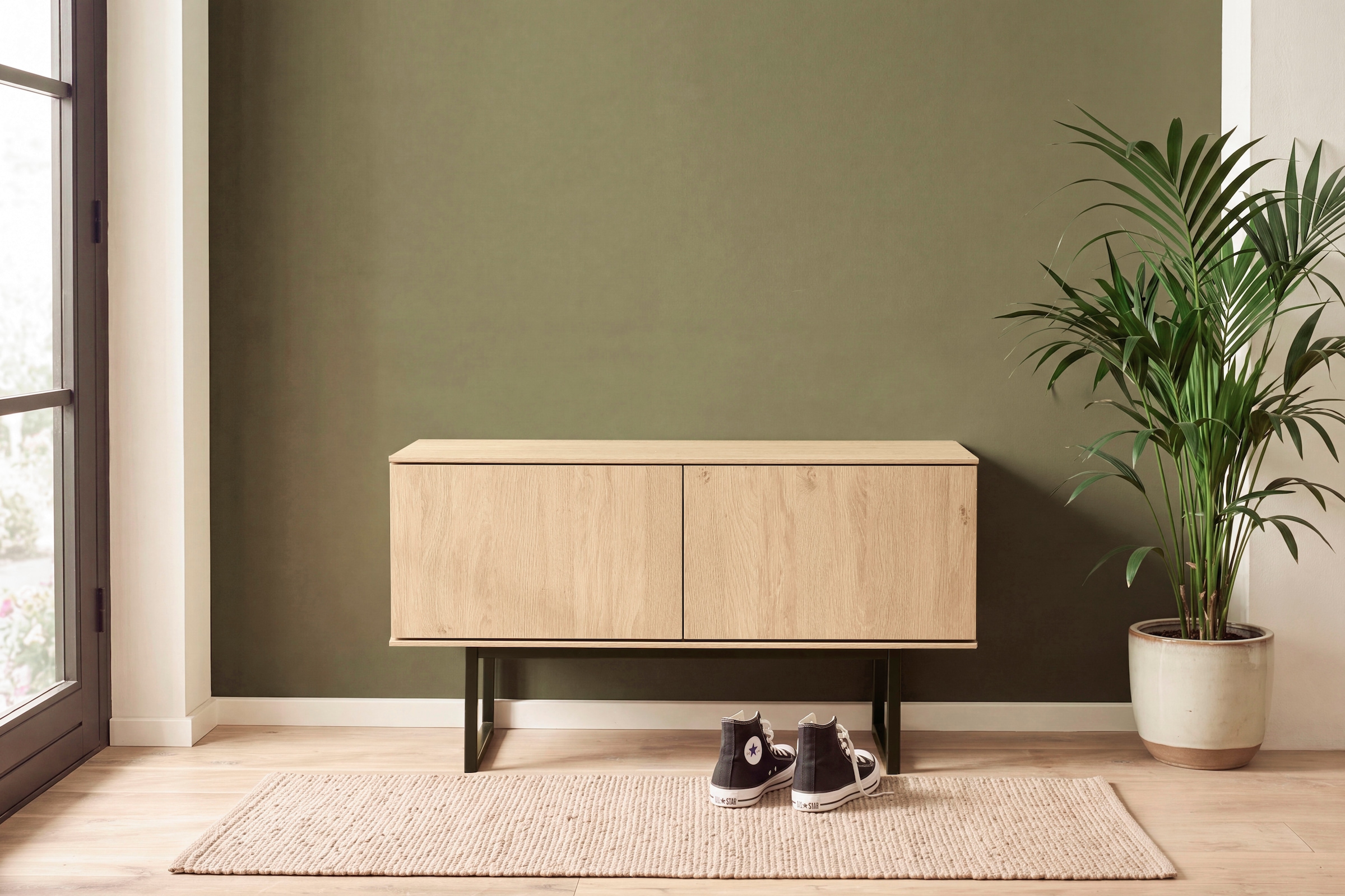 Home affaire Banc à chaussures »Lund, Garderobenbank mit Klappen, moderne Sitzbank« beaucoup d'espace de rangement, place pour environ 6 paires de chaussures, 90 cm de large