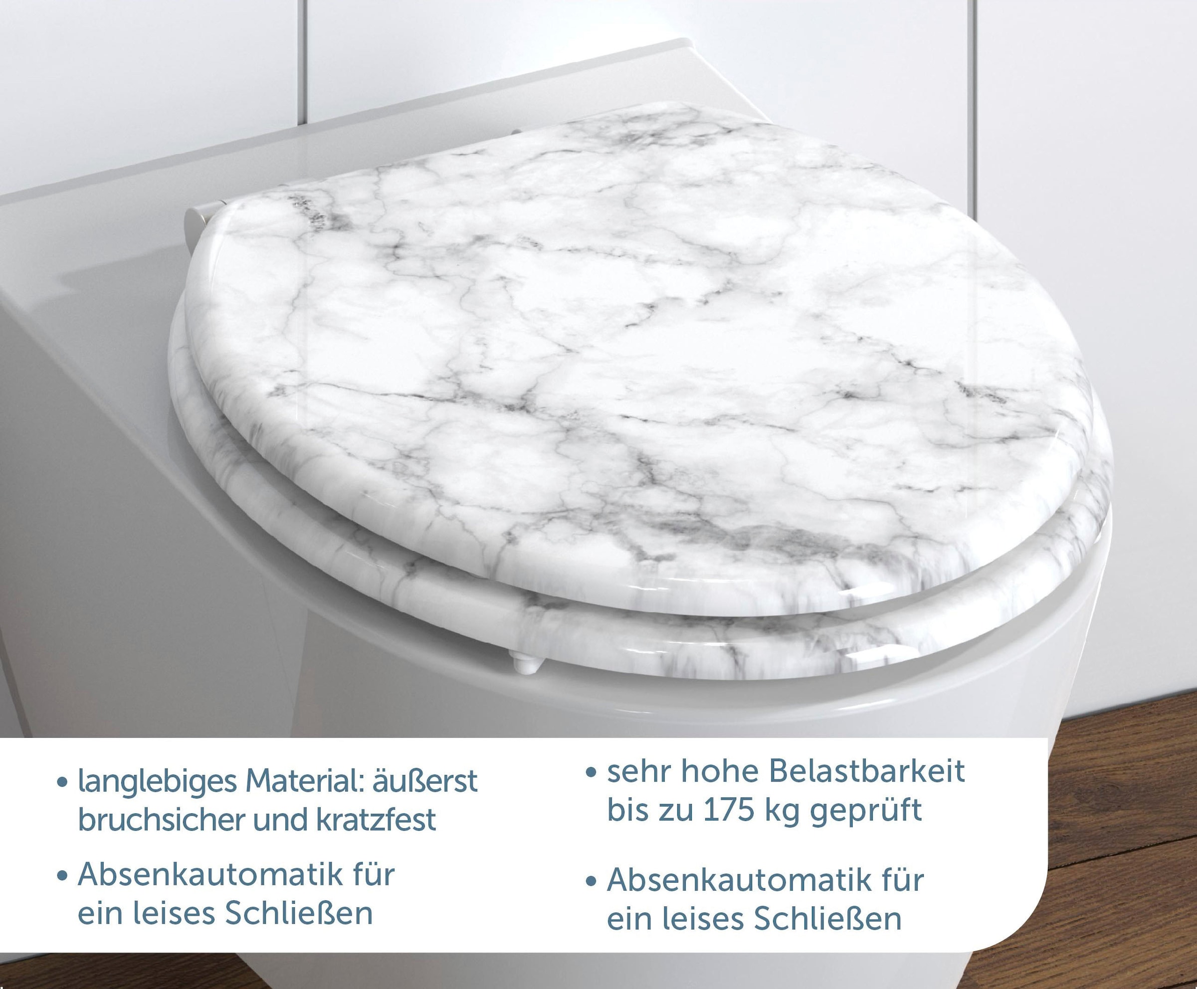 Schütte WC-Sitz »Marmor«, Absenkautomatik, Holzkern, Motivdruck, MDF