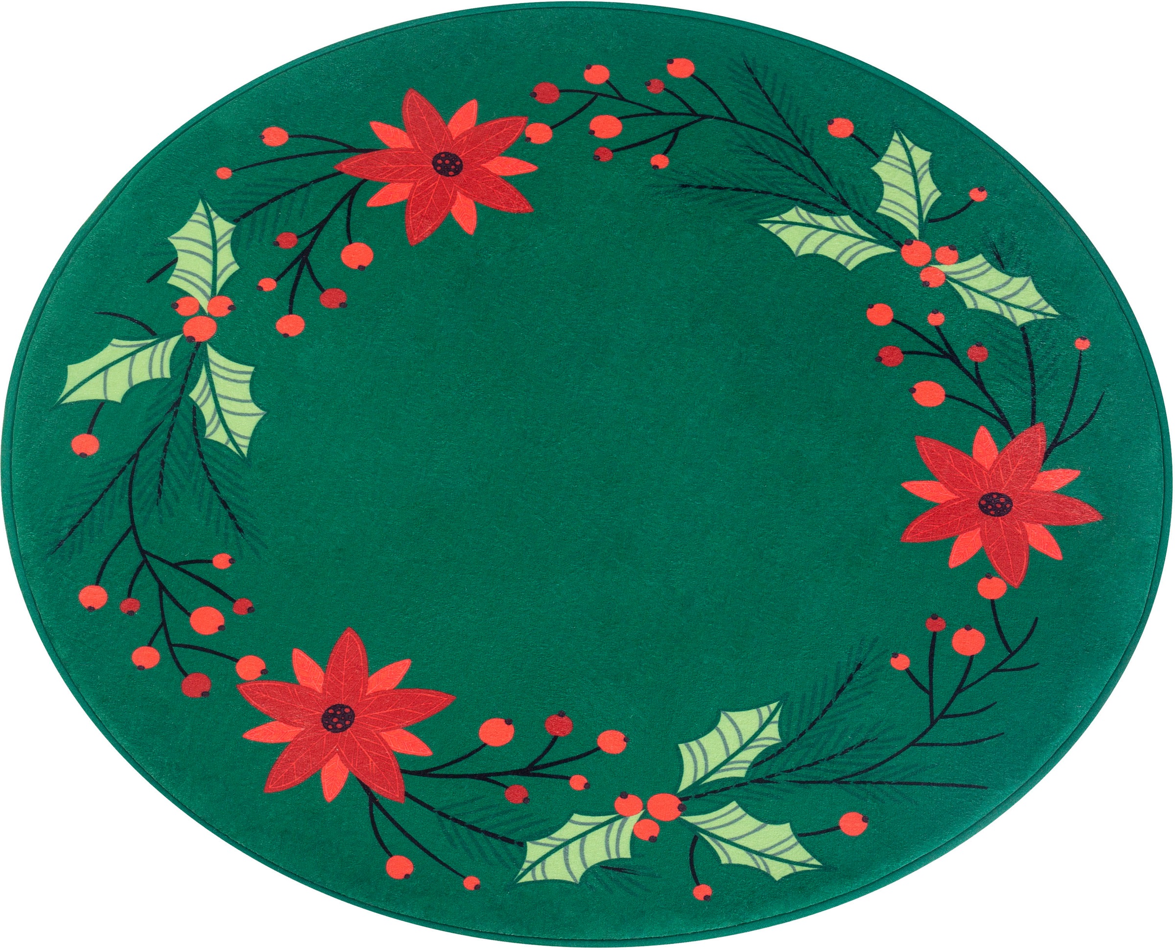 Image of my home Baumteppich »Weihnachtsbaum Unterlage "Weihnachtsstern"«, rund, 15 mm Höhe, Ø 100 cm oder 120 cm, grün, mit Weihnachtsmotiv Bordüre, dekorativer Bodenschutz, Weihnachtsdekoration bei Ackermann Versand Schweiz