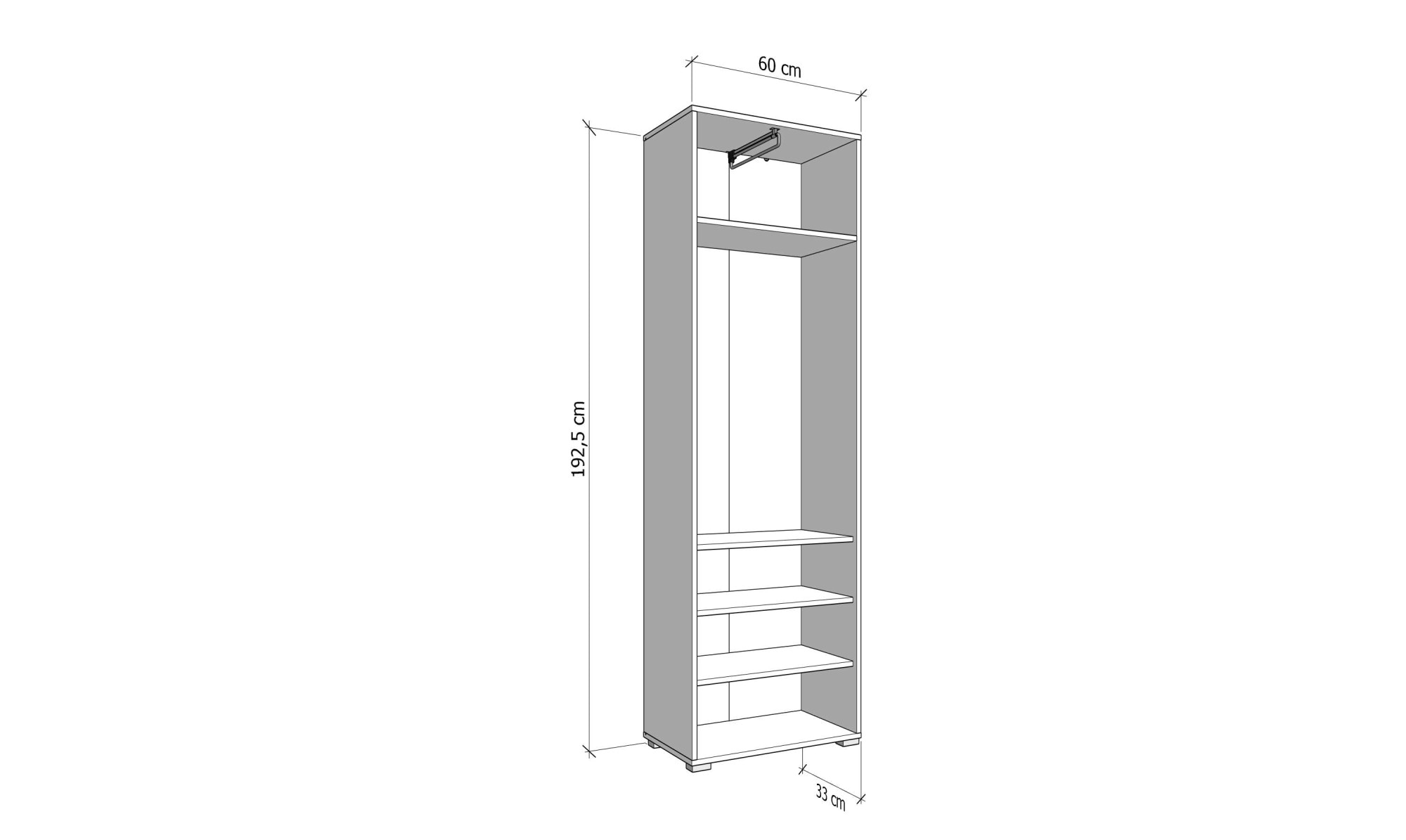 Home affaire Garderobenschrank »Beny Kleiderschrank, Stauraumschrank, Flurschrank, Höhe 193 cm«, Hochglanzfronten, Spiegeltür, Breite 60 cm, ausziehbare Kleiderstange