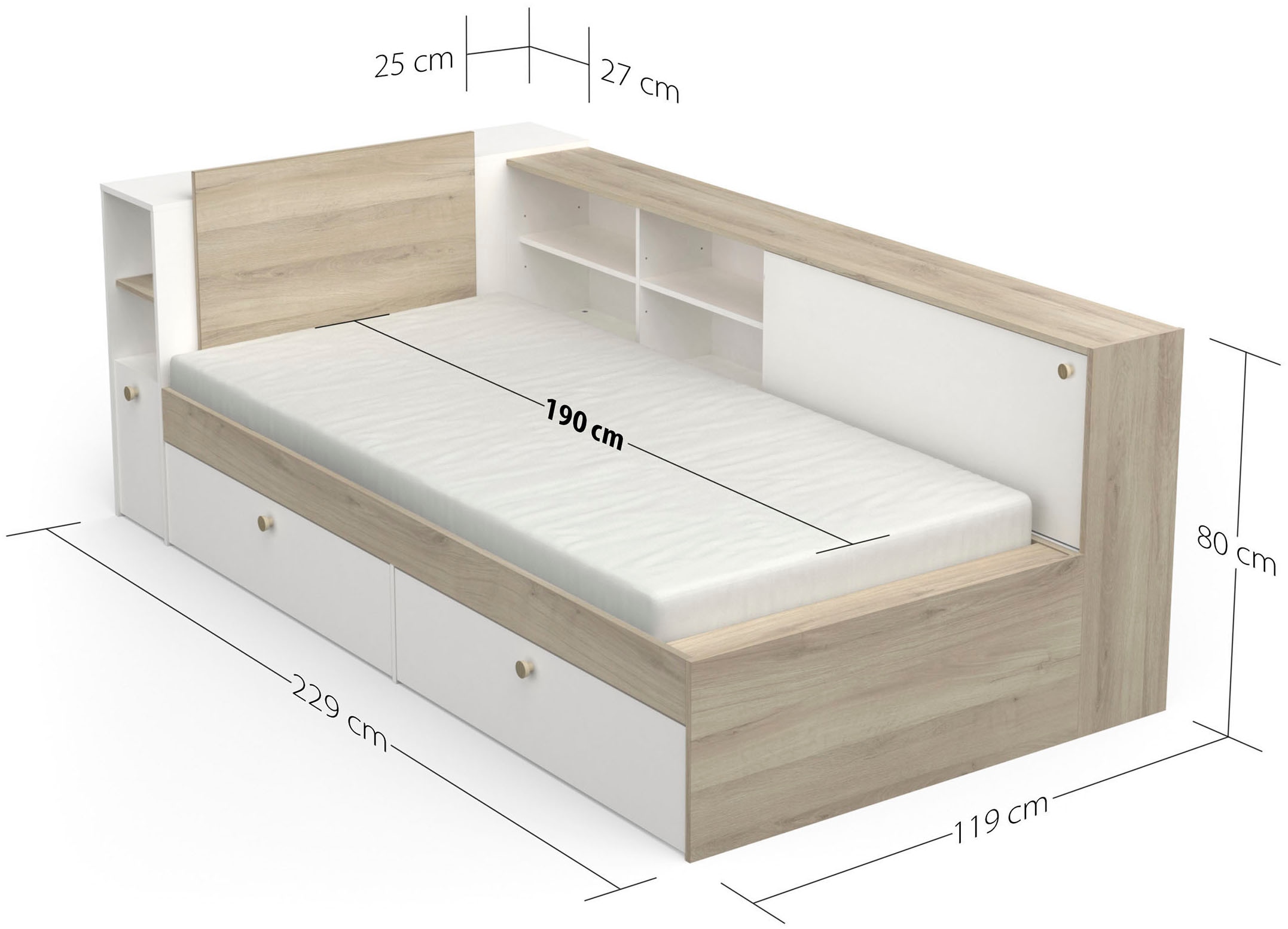 Demeyere GROUP Einzelbett, Liegefläche 90 x 200 cm, ohne Matratze