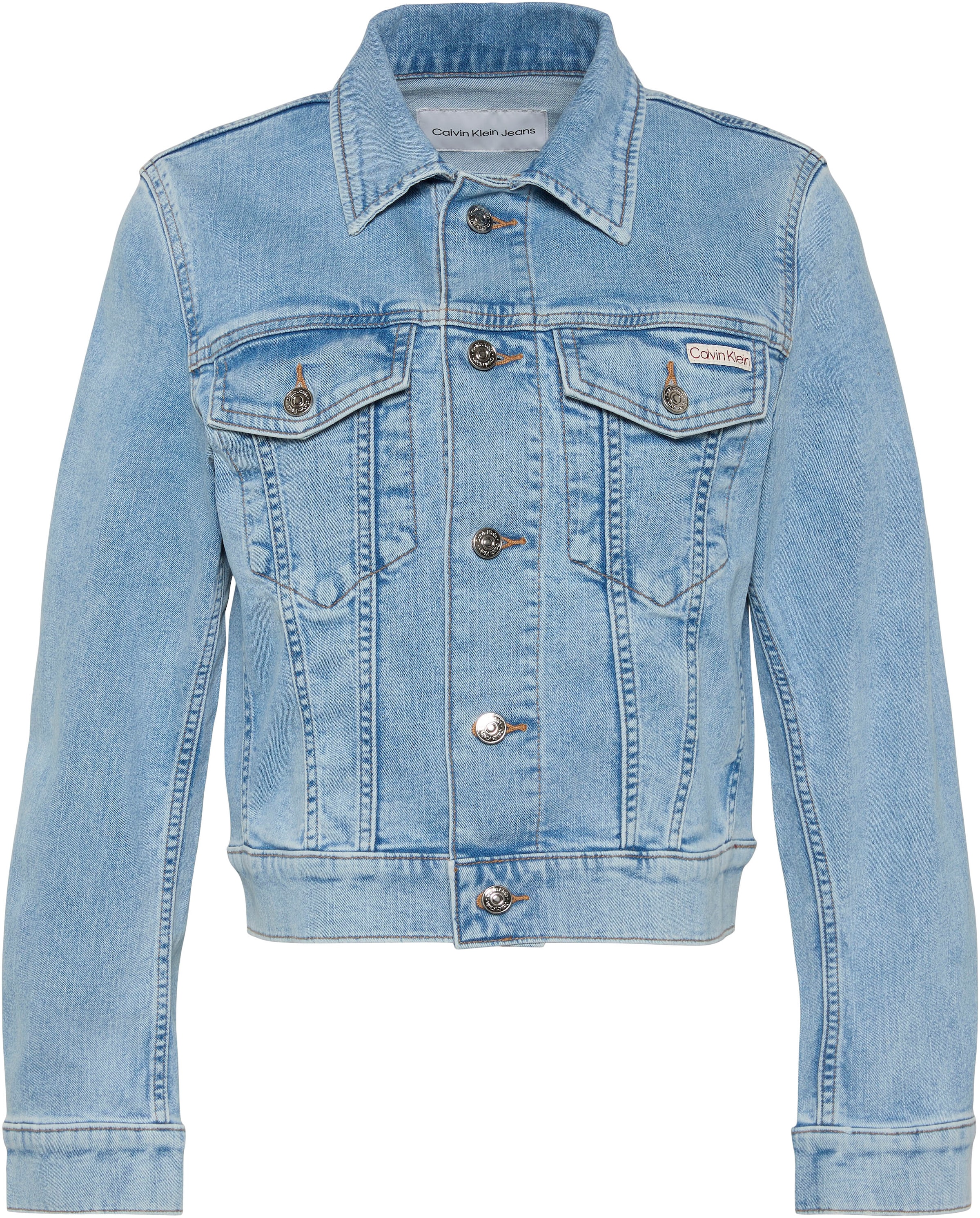 Calvin Klein Jeans Veste en jean »CLASSIC TRUCKER COASTAL LIGHT« sans capuche Coupe régulière avec col rond